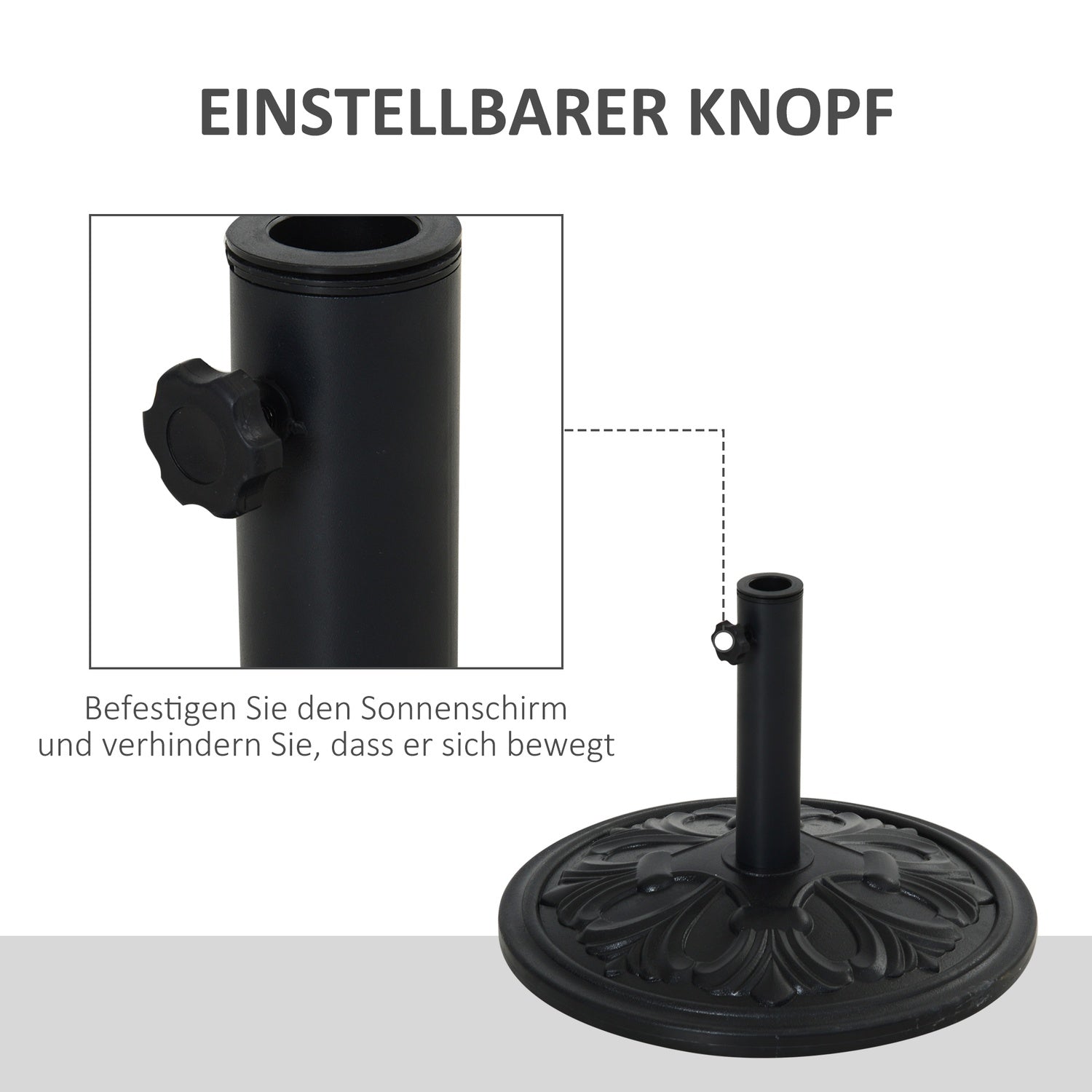 Antik svart paraplybas, 13 kg, plast och cement