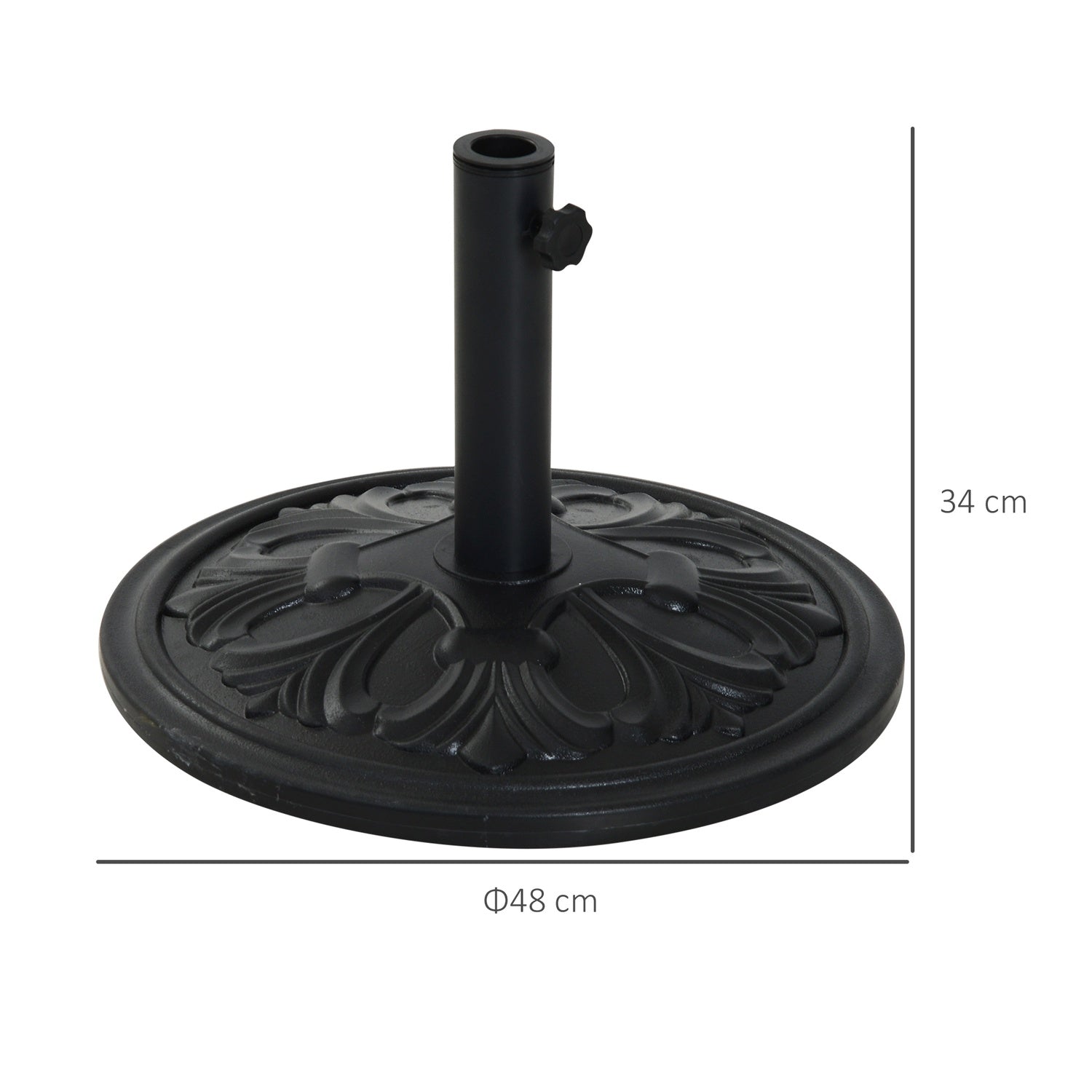 Antik svart paraplybas, 13 kg, plast och cement