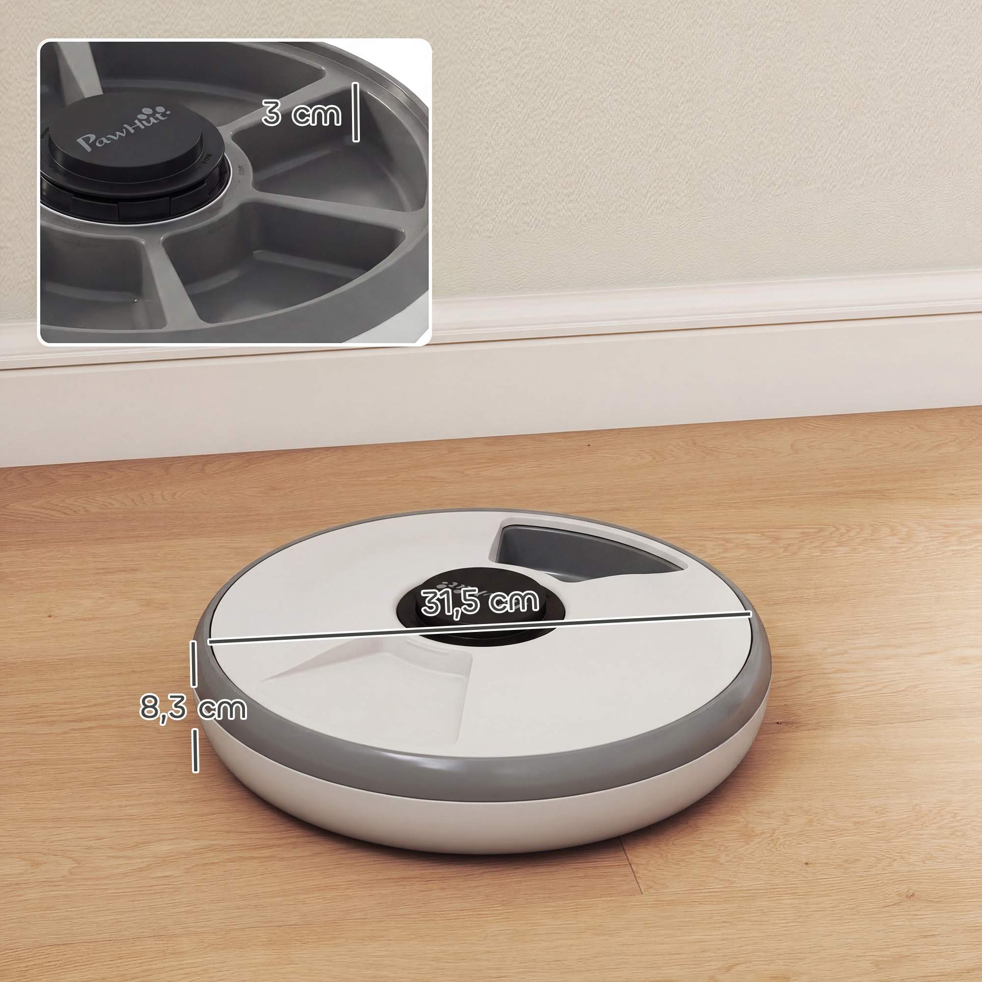 Automatisk husdjursmatare med timer, 6 måltider, LED-display