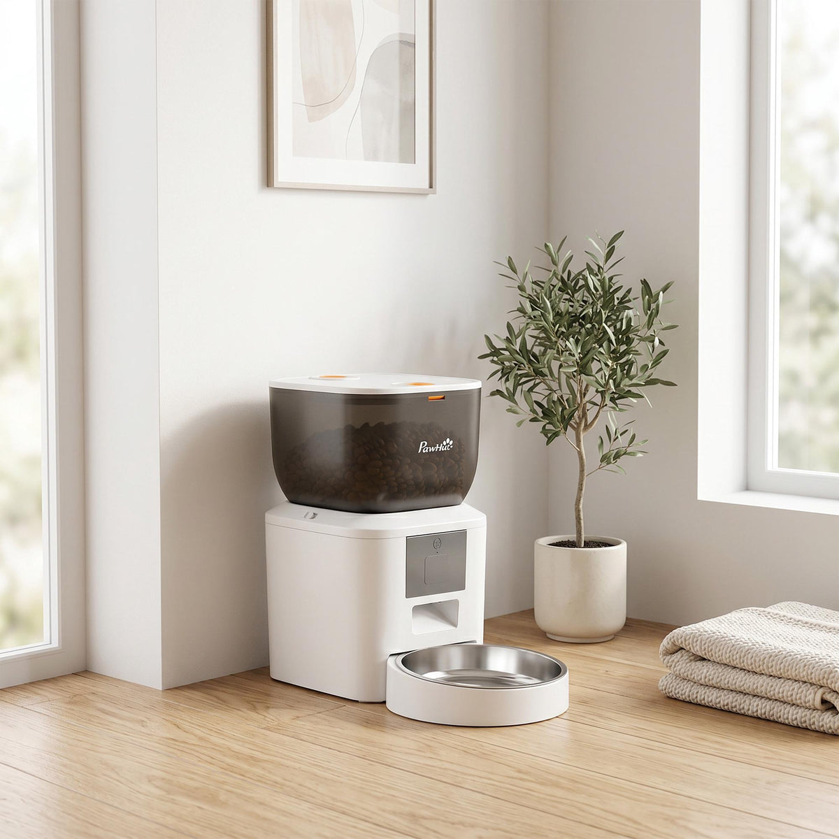 Automatické krmítko pro kočky, 4L, ovládání pomocí WiFi aplikace, hlasové ovládání