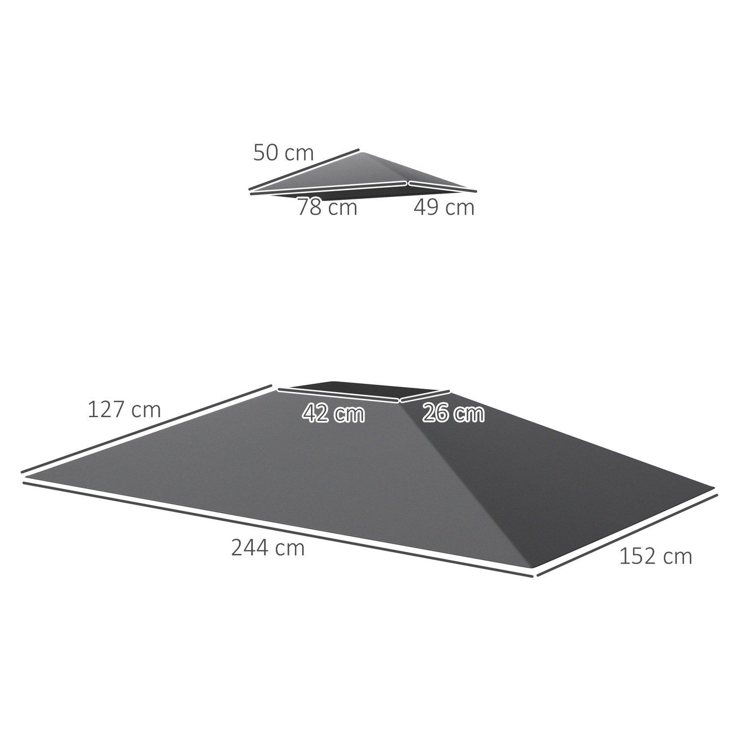 BBQ Gazebo Ersättningstak 1,5 m x 2,4 m, mörkgrå