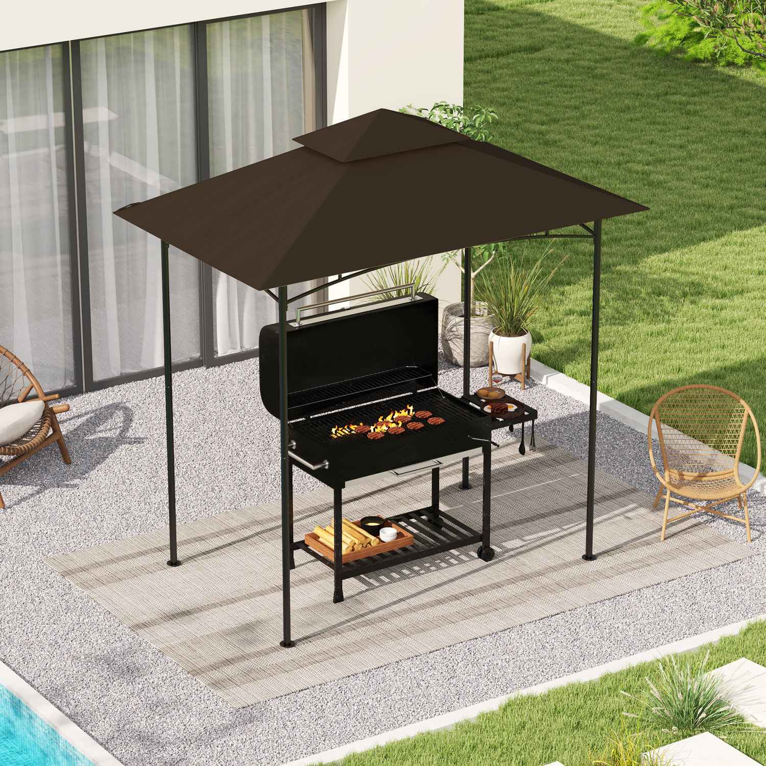 BBQ Gazebo Ersättningstak, dubbla nivåer, vattentålig