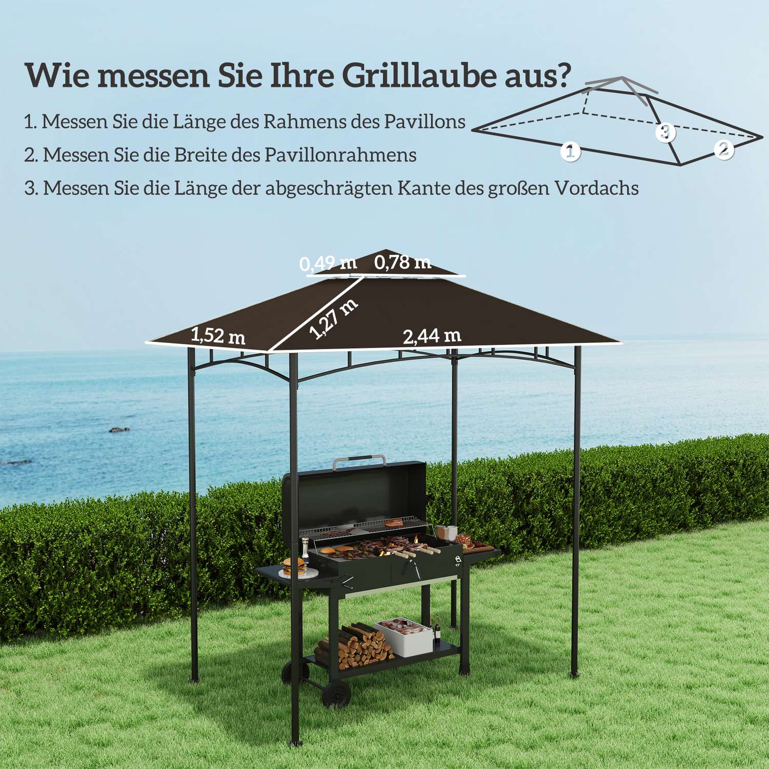 BBQ Gazebo Ersättningstak, dubbla nivåer, vattentålig