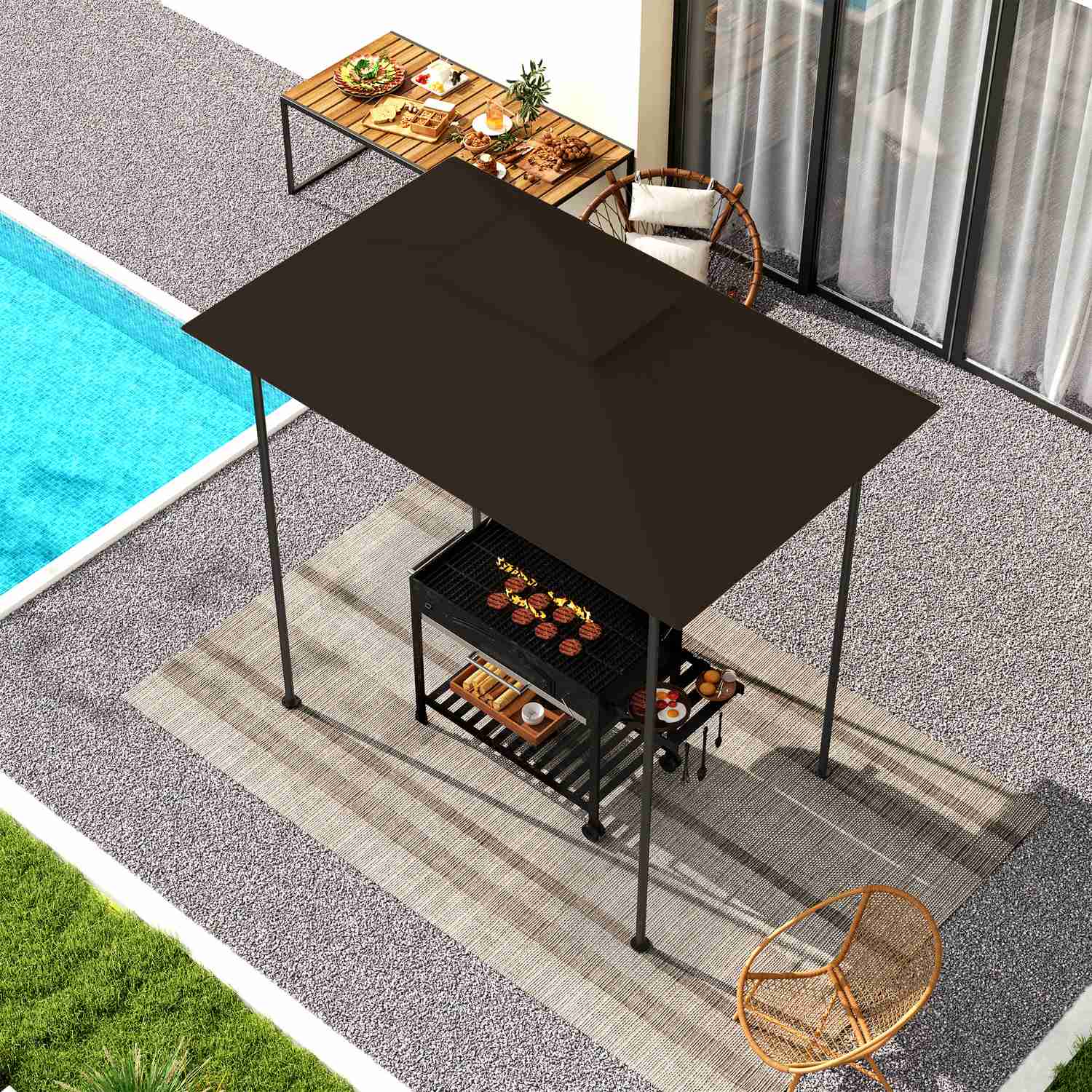 BBQ Gazebo Ersättningstak, dubbla nivåer, vattentålig