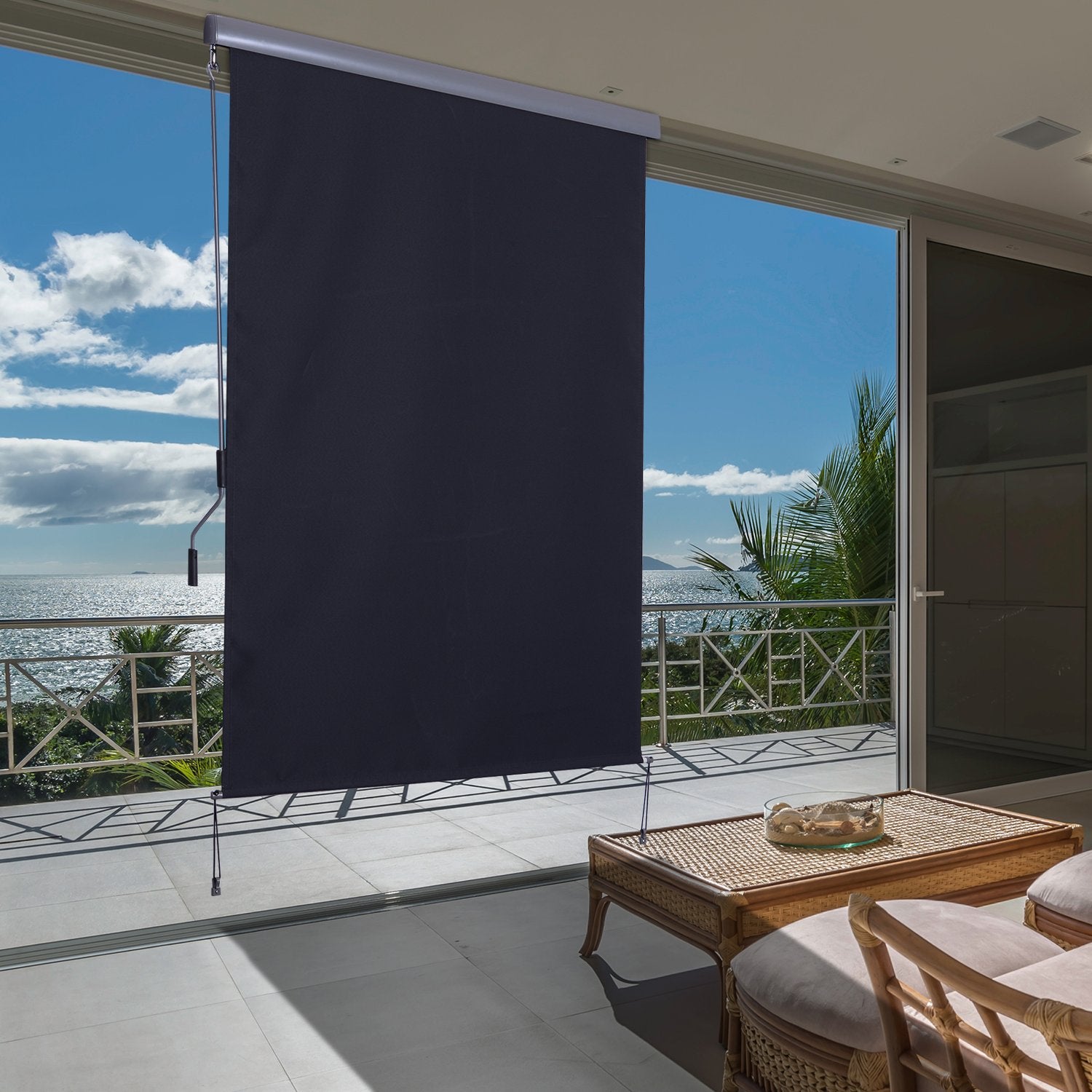 Balkong Rullgardin, Polyester, Vindskydd, 140x200 cm