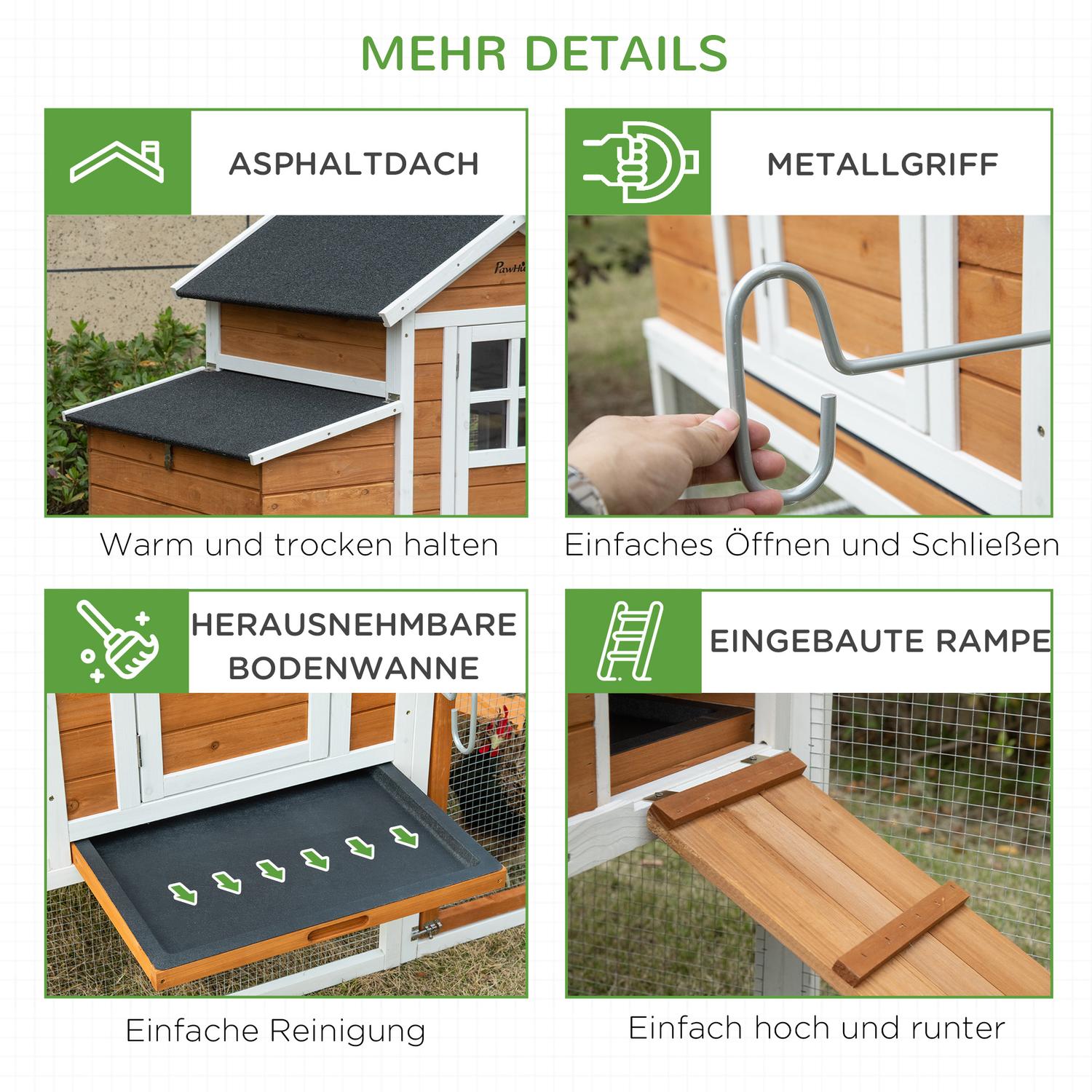 Bantam Chicken Coop med Run, Nesting Box & Asfalttak