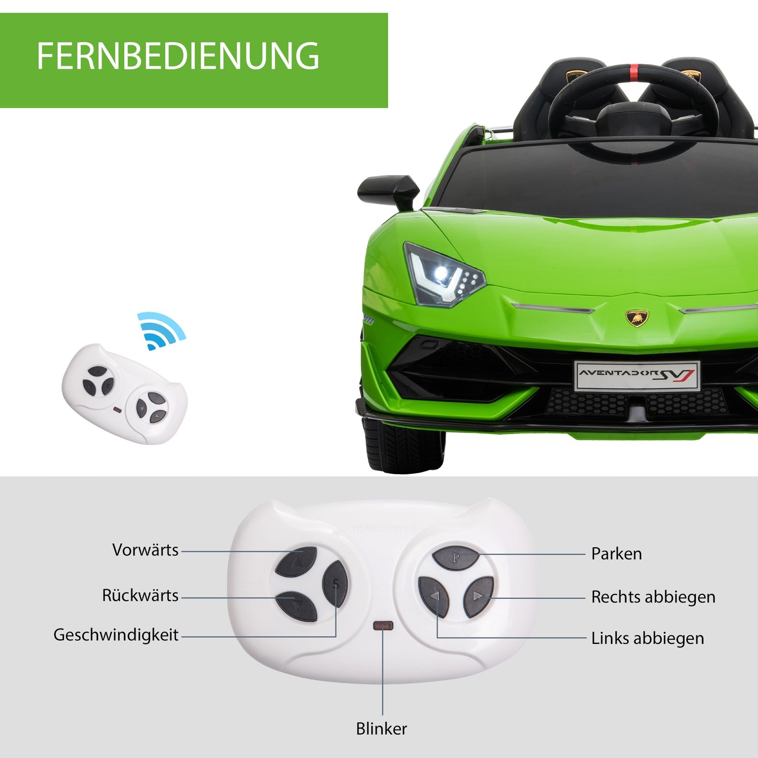Barnelbil Lamborghini, 3-8 år, Fjärrkontroll
