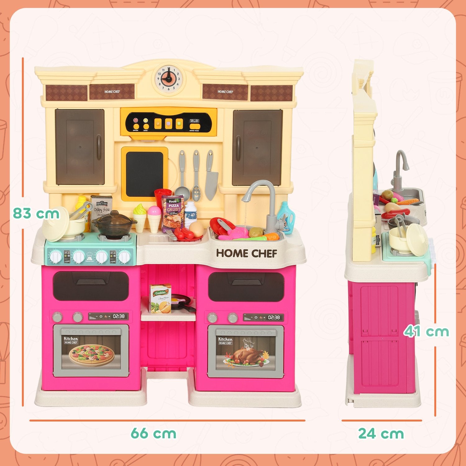 Barnlekkök med vatten, 85-delars set, ljus och ljud
