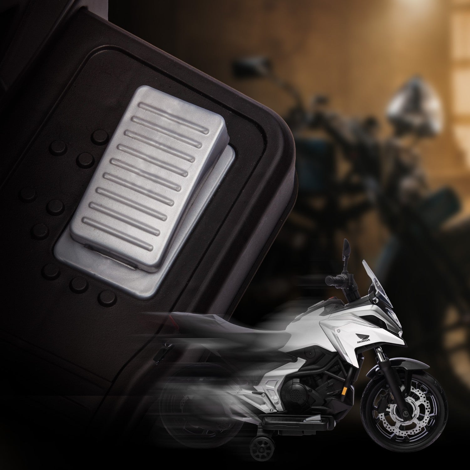 Dětská elektrická motorka 12 V, USB, LED, bílá