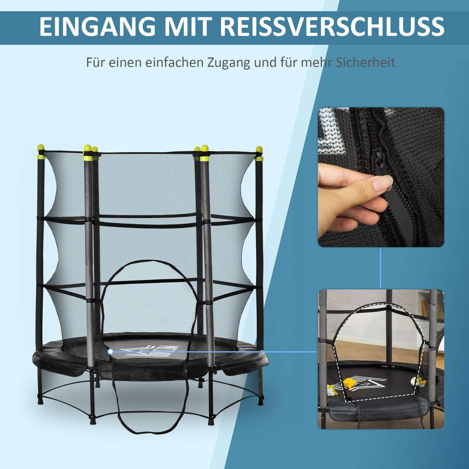 Barns 140 cm Fitness studsmatta med skyddsnät