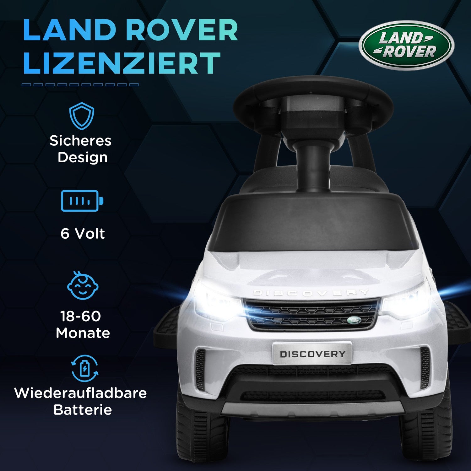 Dětské elektrické auto 2 v 1 s hudbou a světly, bílé