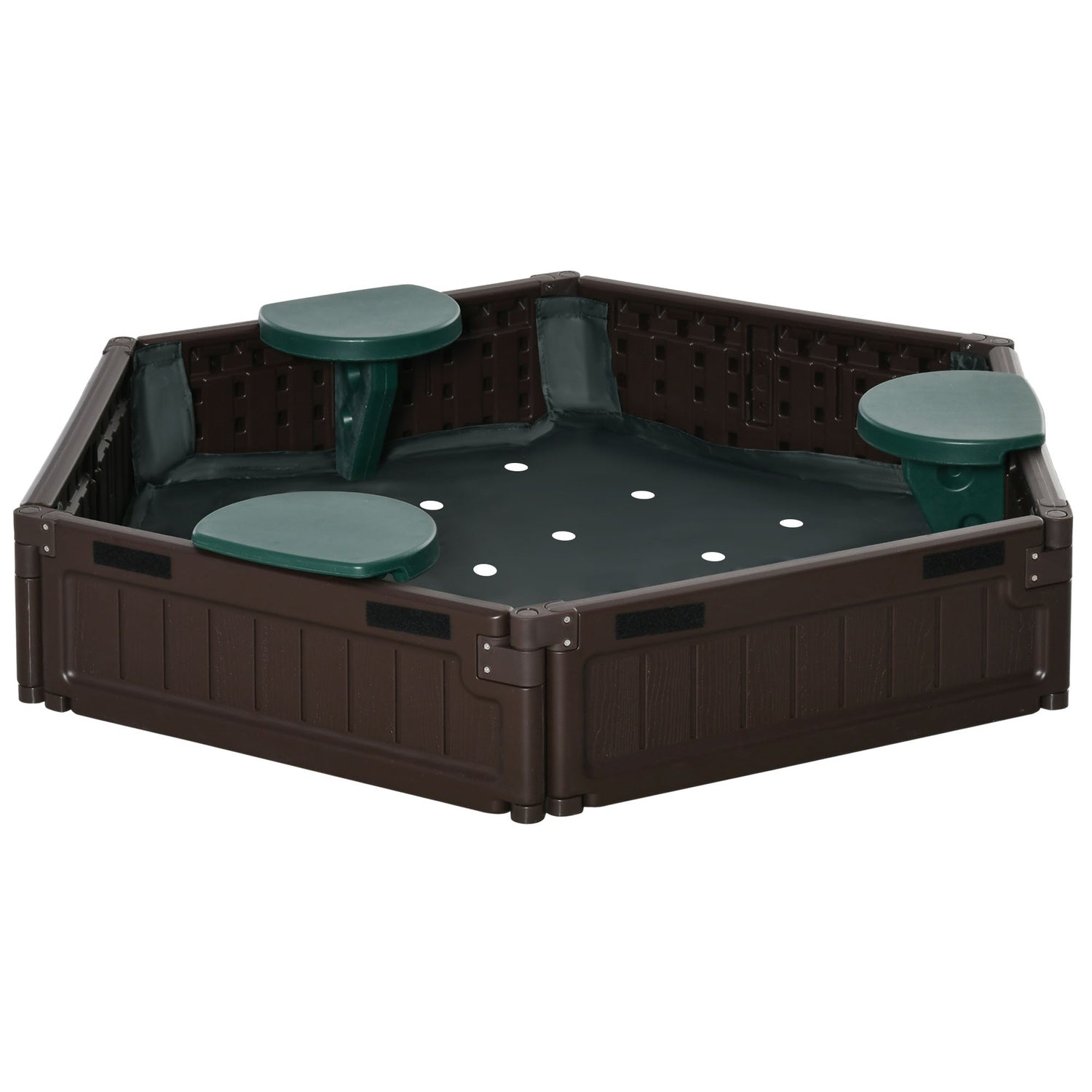 Barnsandlåda med säten – HDPE, brun, Ø120x21cm