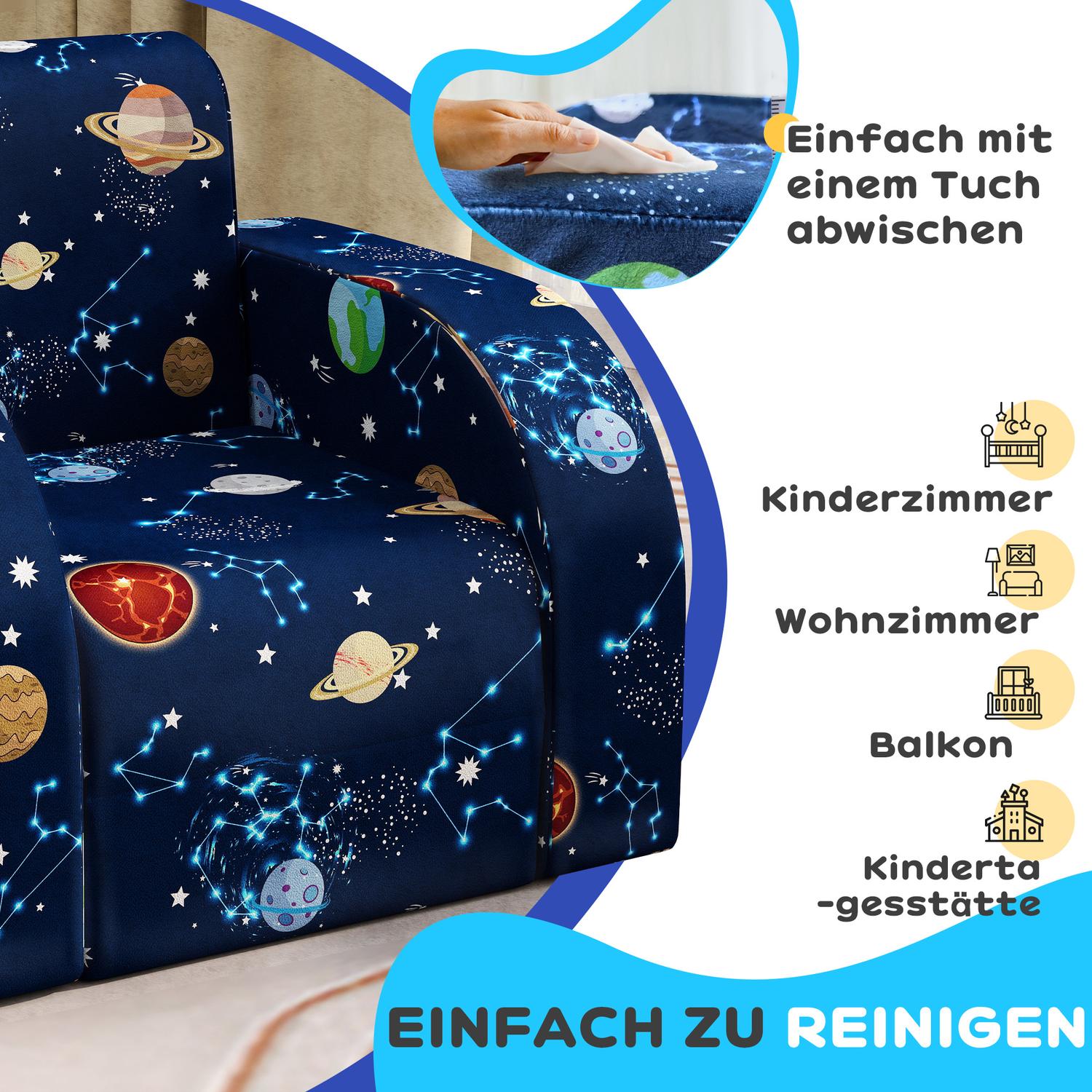 Dětské skládací rozkládací křeslo – planetární design