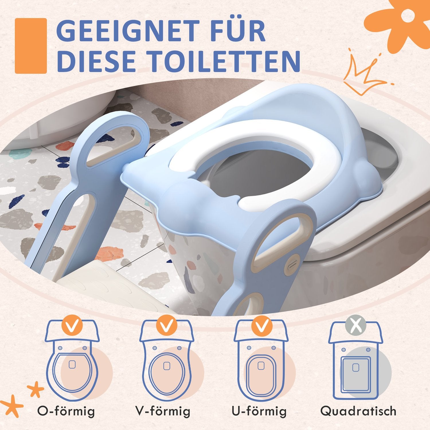 Dětské sedátko na toaletu se schůdky a madlem, 2–6 let