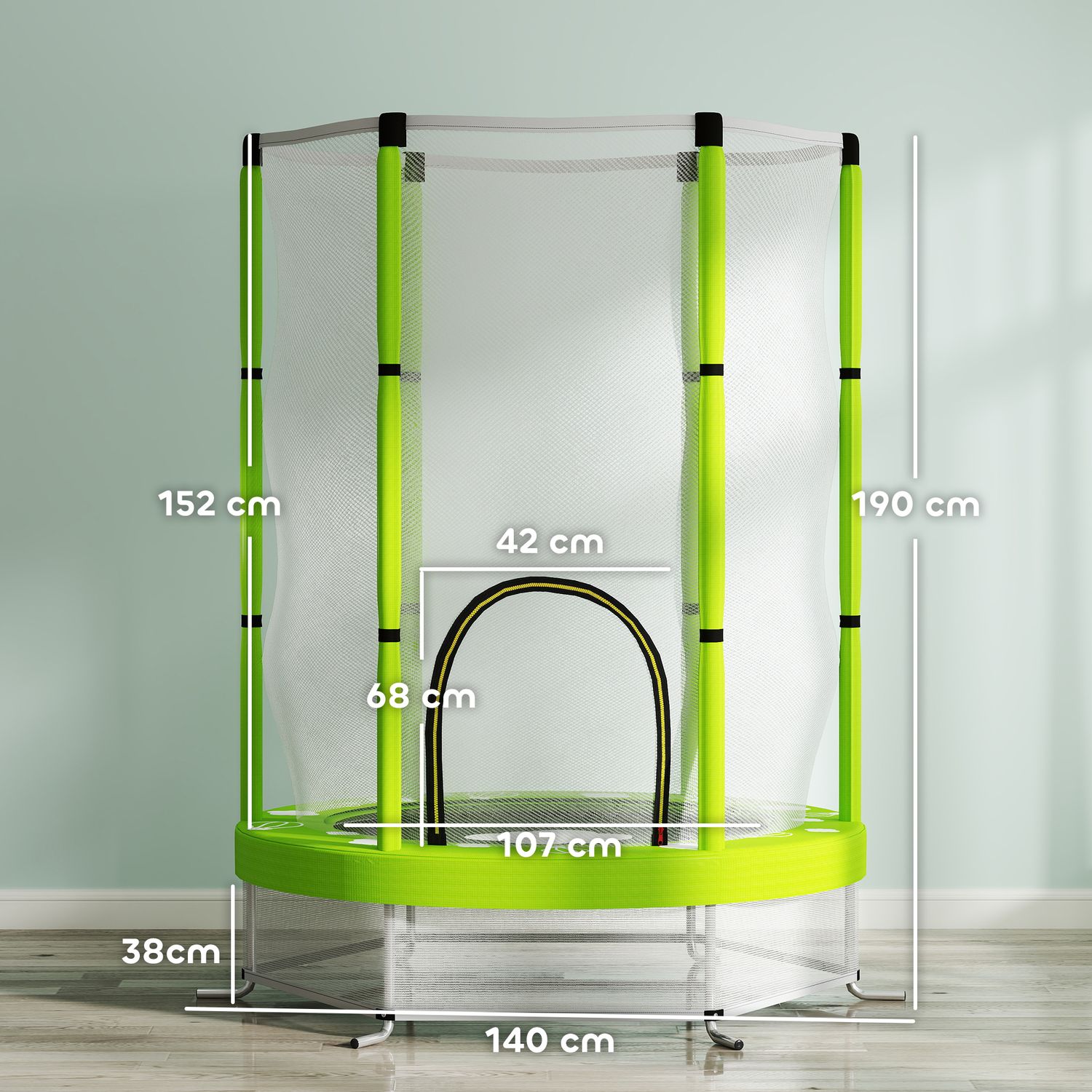 Dětská trampolína 140 cm s ochrannou sítí, zelená