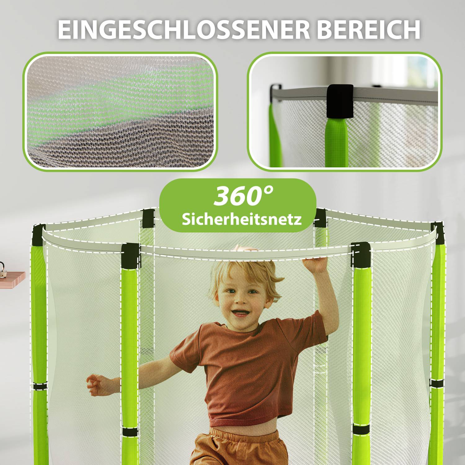 Dětská trampolína 140 cm s ochrannou sítí, zelená