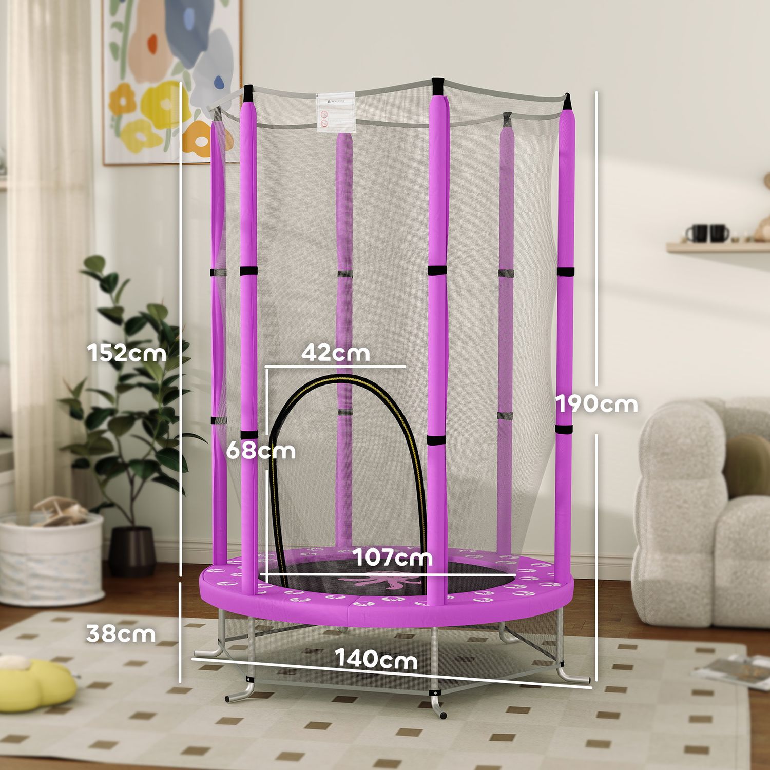 Dětská trampolína s ochrannou sítí, Ø140 cm
