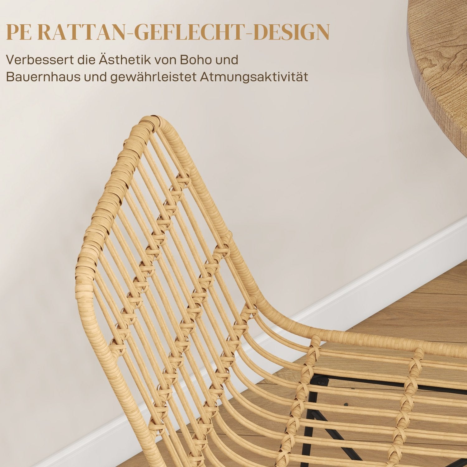 Sada 2 barových židlí, boho design, PE ratan, žluté