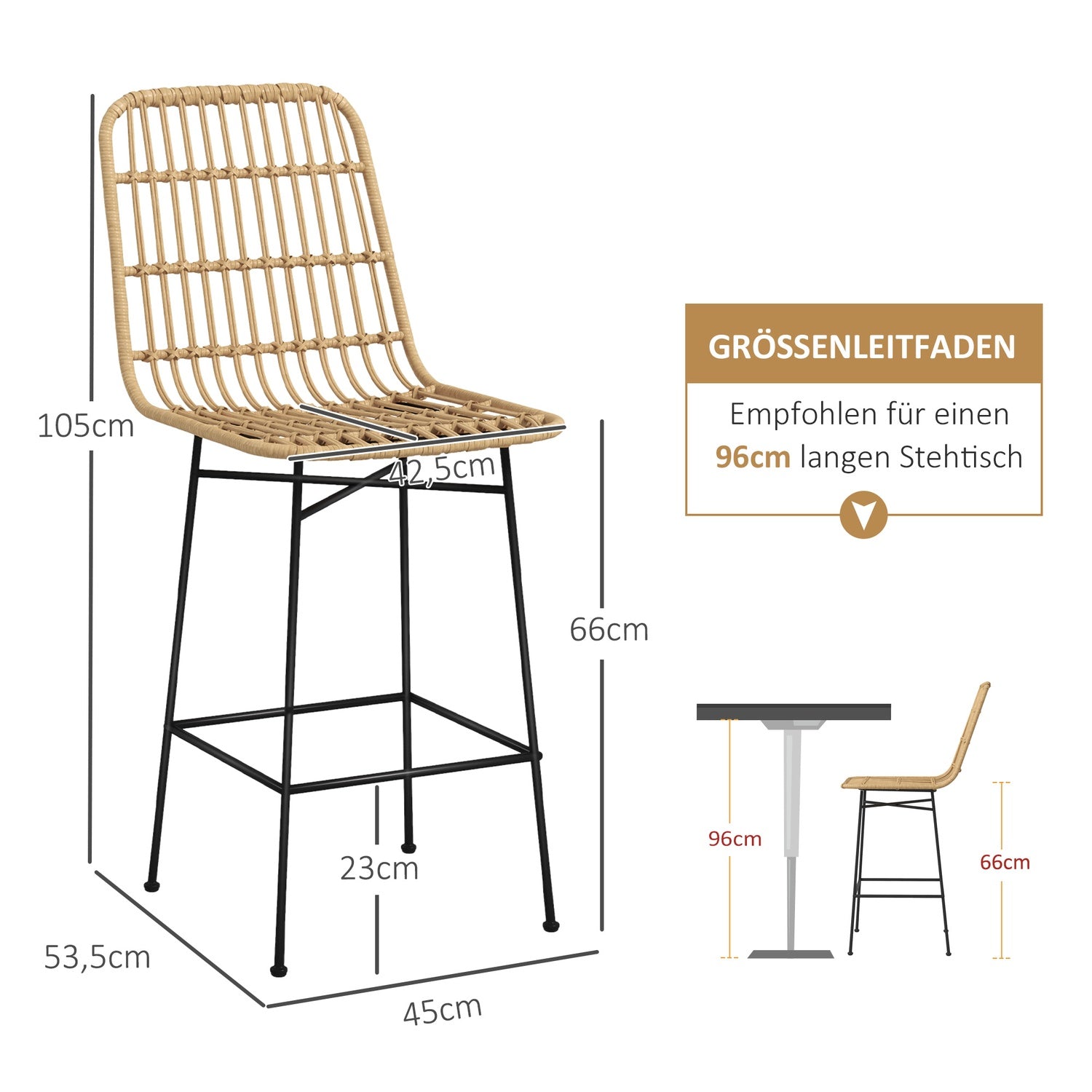 Sada 2 barových židlí, boho design, PE ratan, žluté