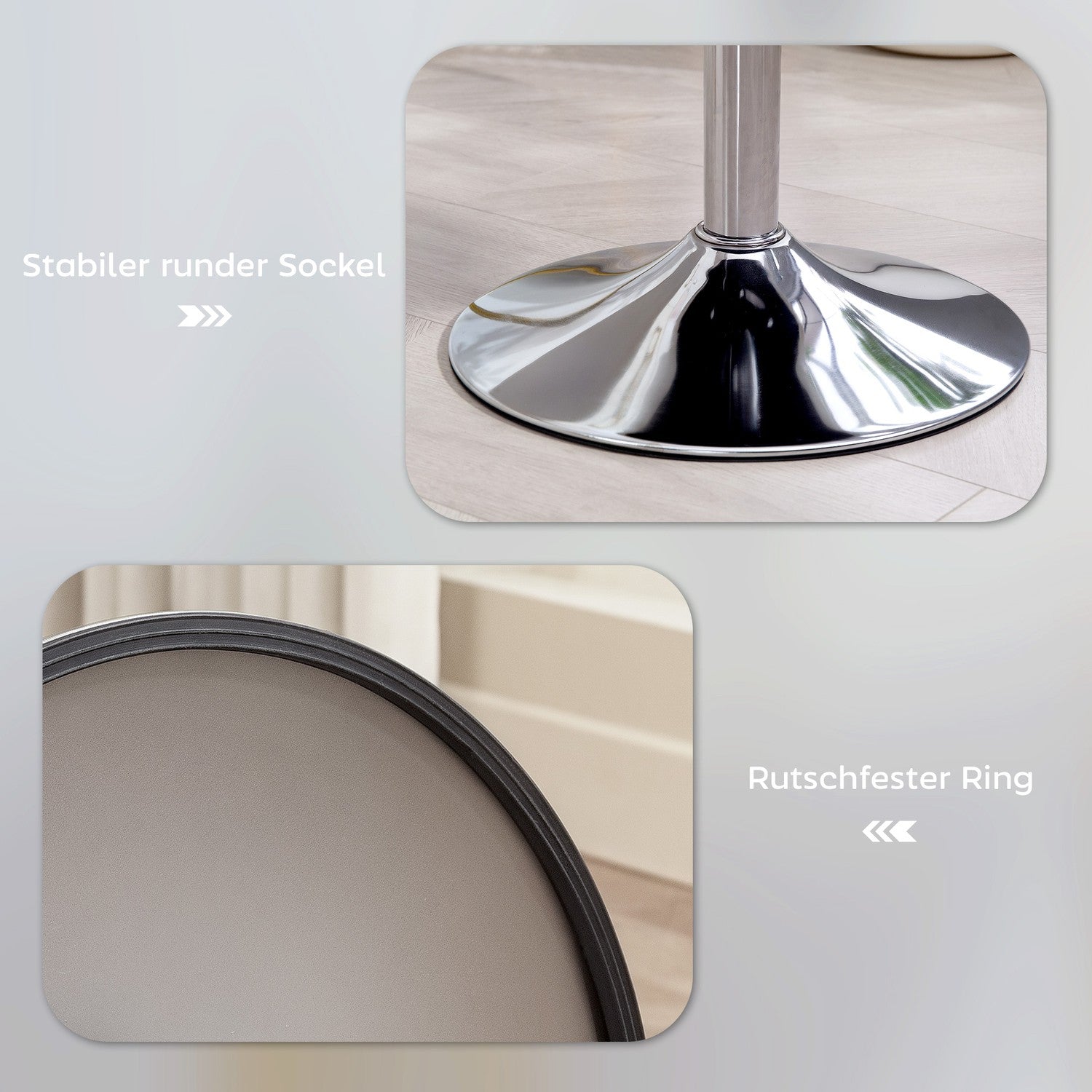 Barstol, stoppad barstol med metallram, manchesterlook, justerbar i höjdled, 360° vridbar, vit