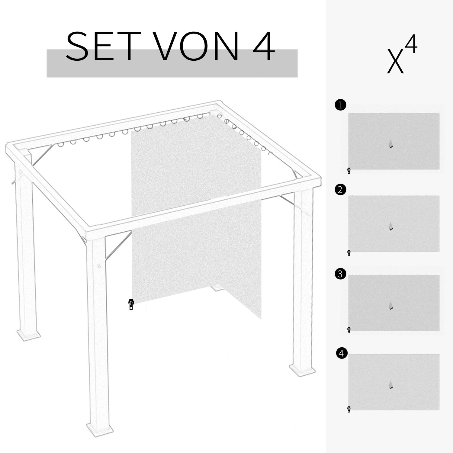 Beige 3x3M Gazebo sidopaneler – Set om 4, polyester
