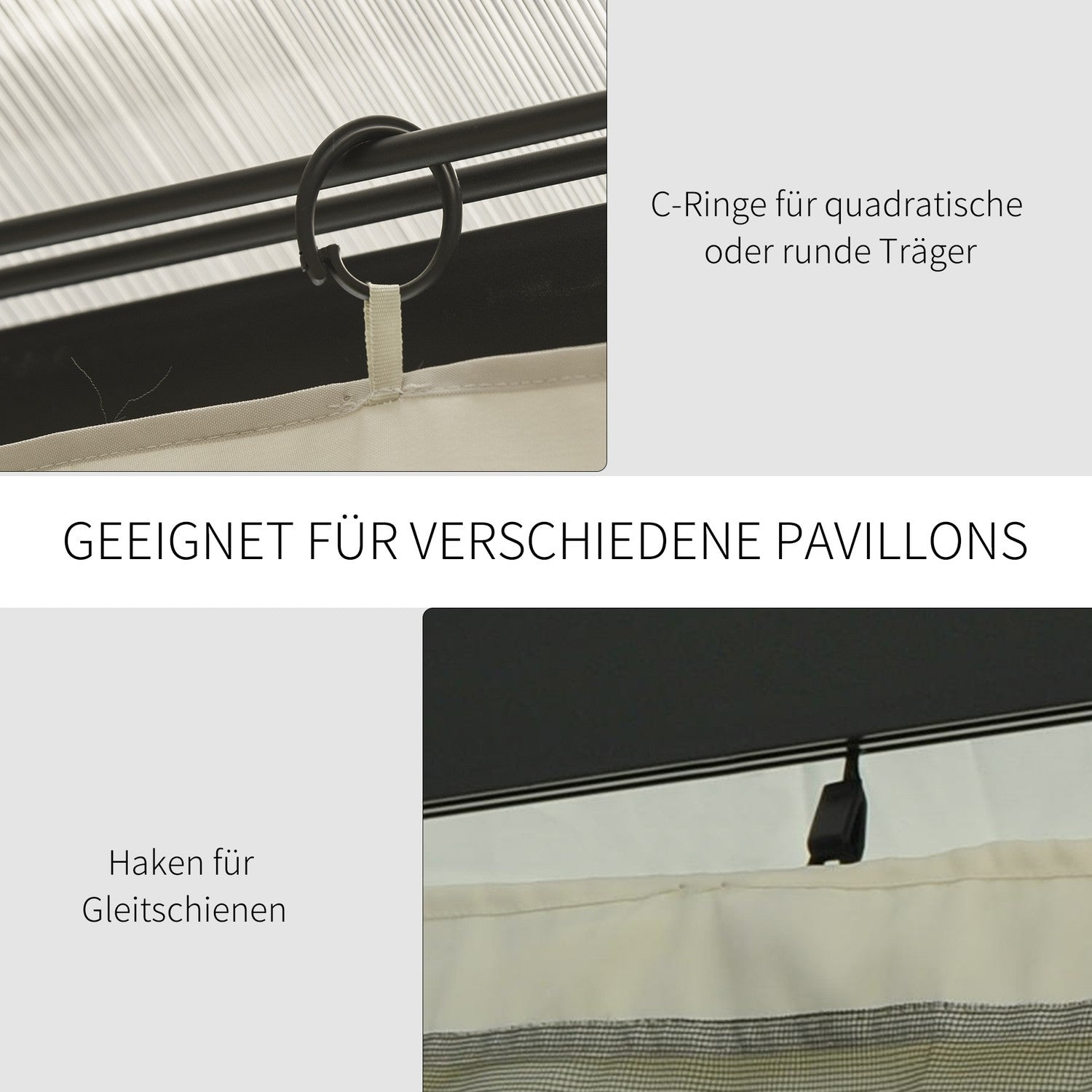 Beige 3x3M Gazebo sidopaneler – Set om 4, polyester