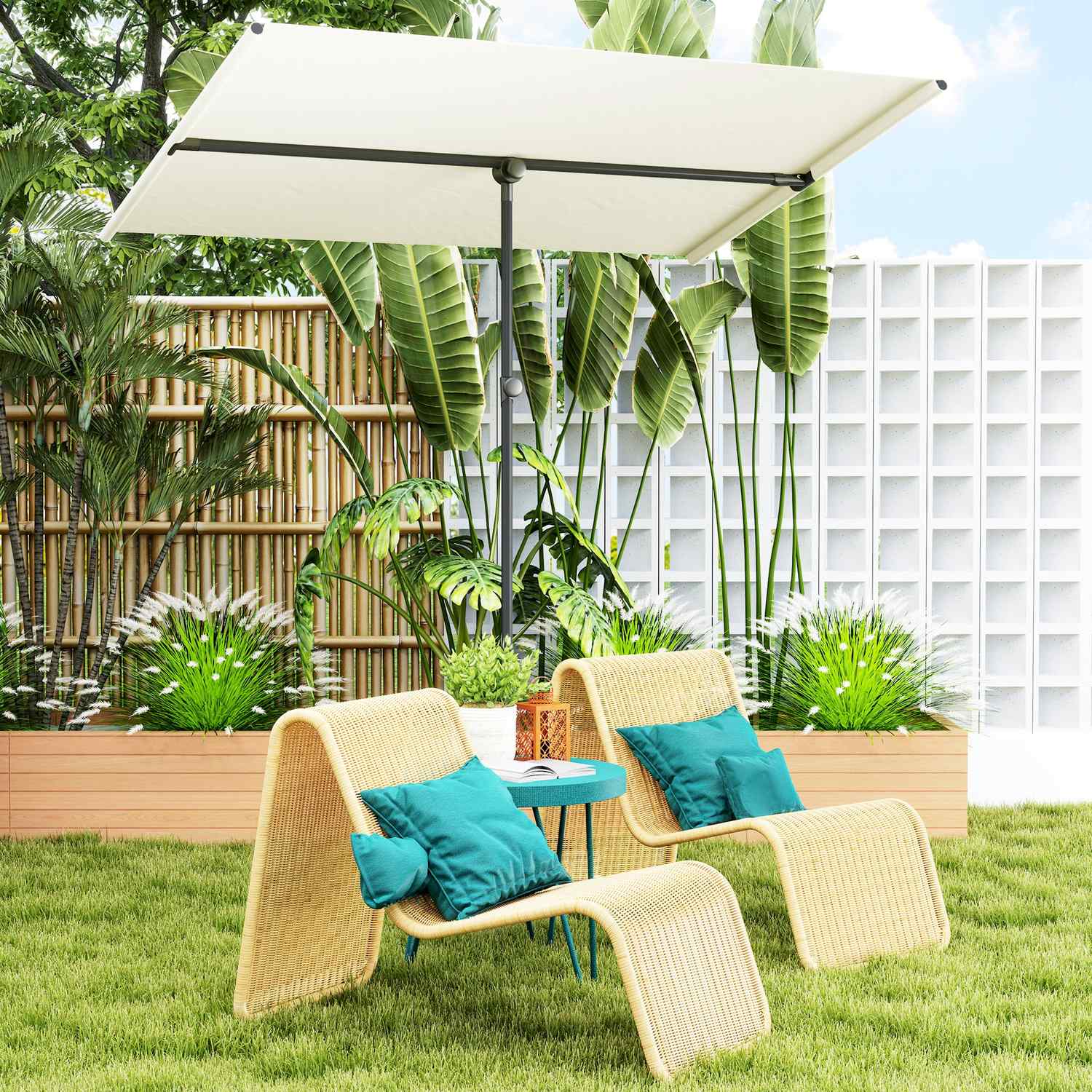Béžový otočný slunečník, ochrana proti slunci 180°, 150 × 205 cm