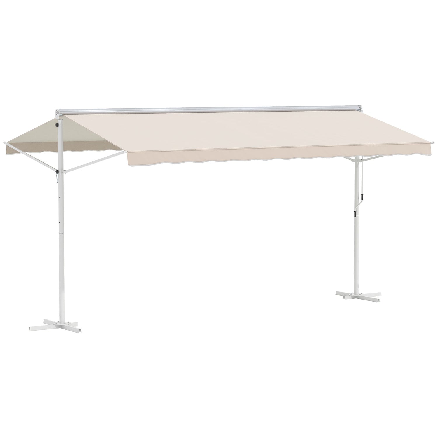 Beige hopfällbar uteplatsmarkis, vevmanövrerad, 4,5x3,4M