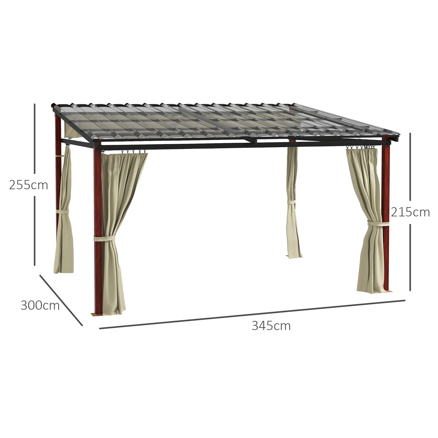 Béžová větruodolná pergola 3,5x3m s nastavitelnou střechou