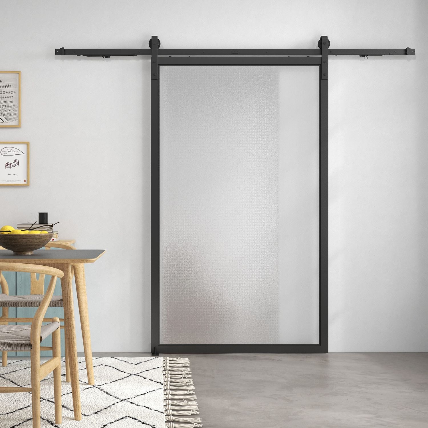 Sada kování pro posuvné dveře, 244cm, uhlíková ocel, černá