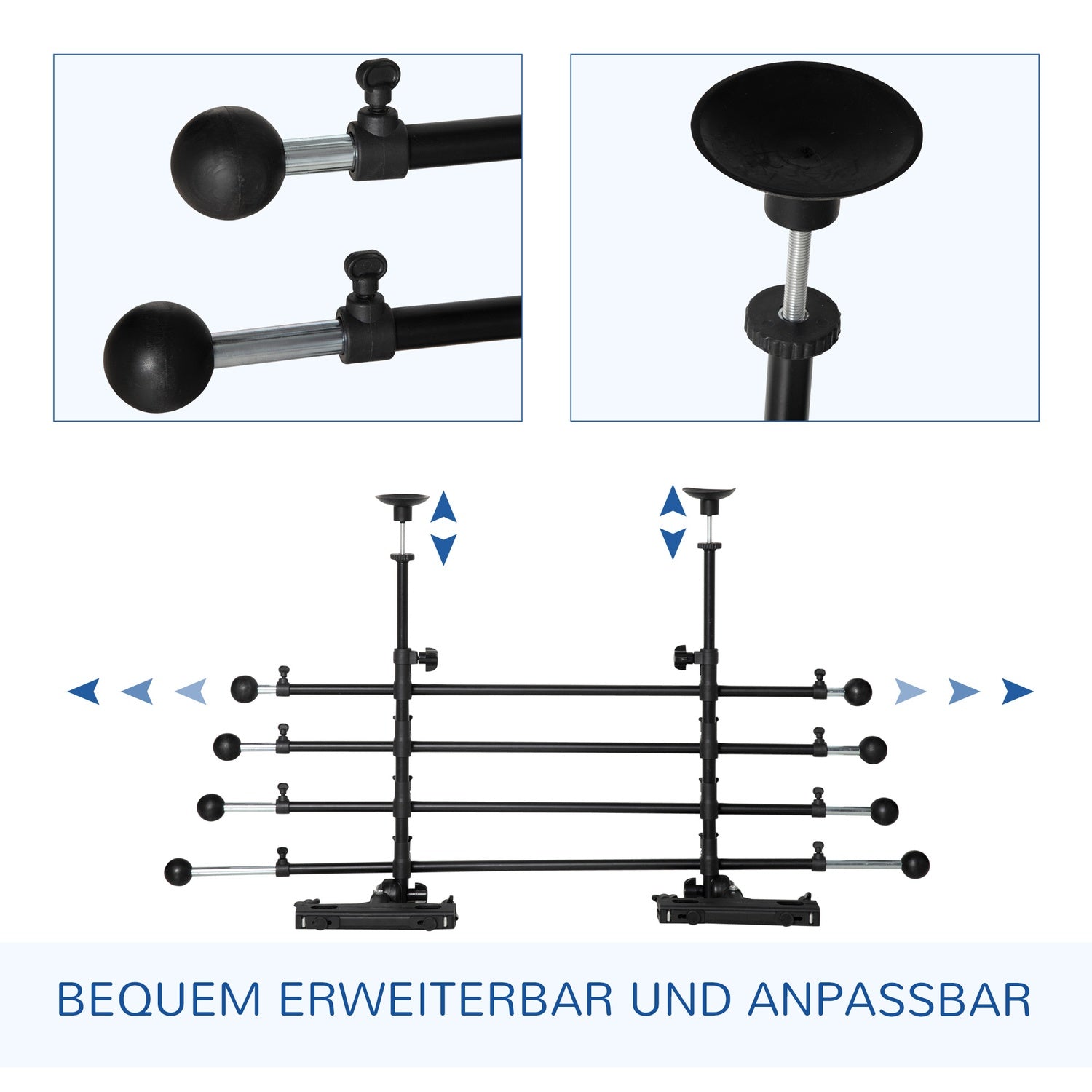 Bilhundskydd, svart – justerbar, halkfri, 85-140x40-50 cm