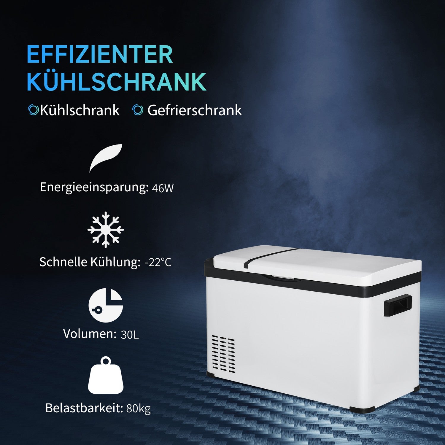 Bilkylbox 30L – LCD, Dual Voltage, Portabelt kylskåp