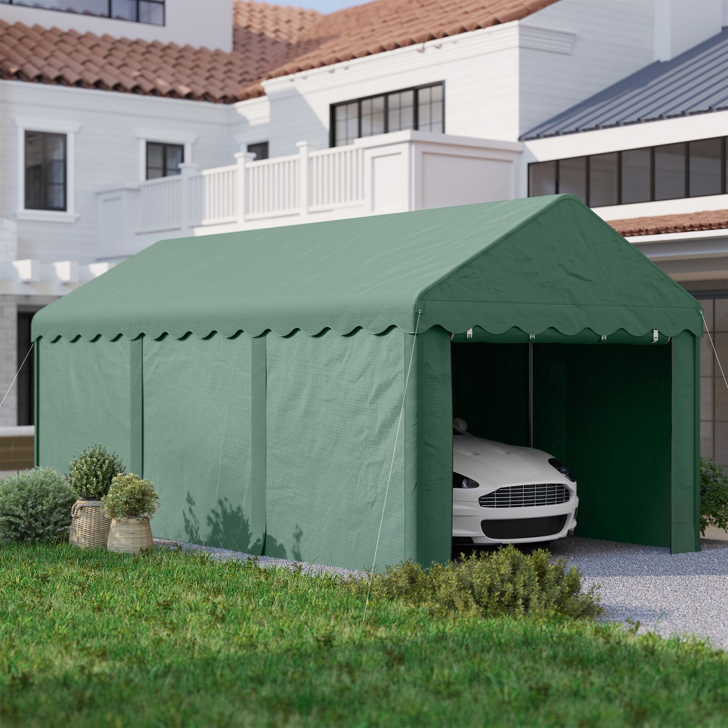 Kryt na auto 3x6m – UV odolný, vodotěsný, s dveřmi