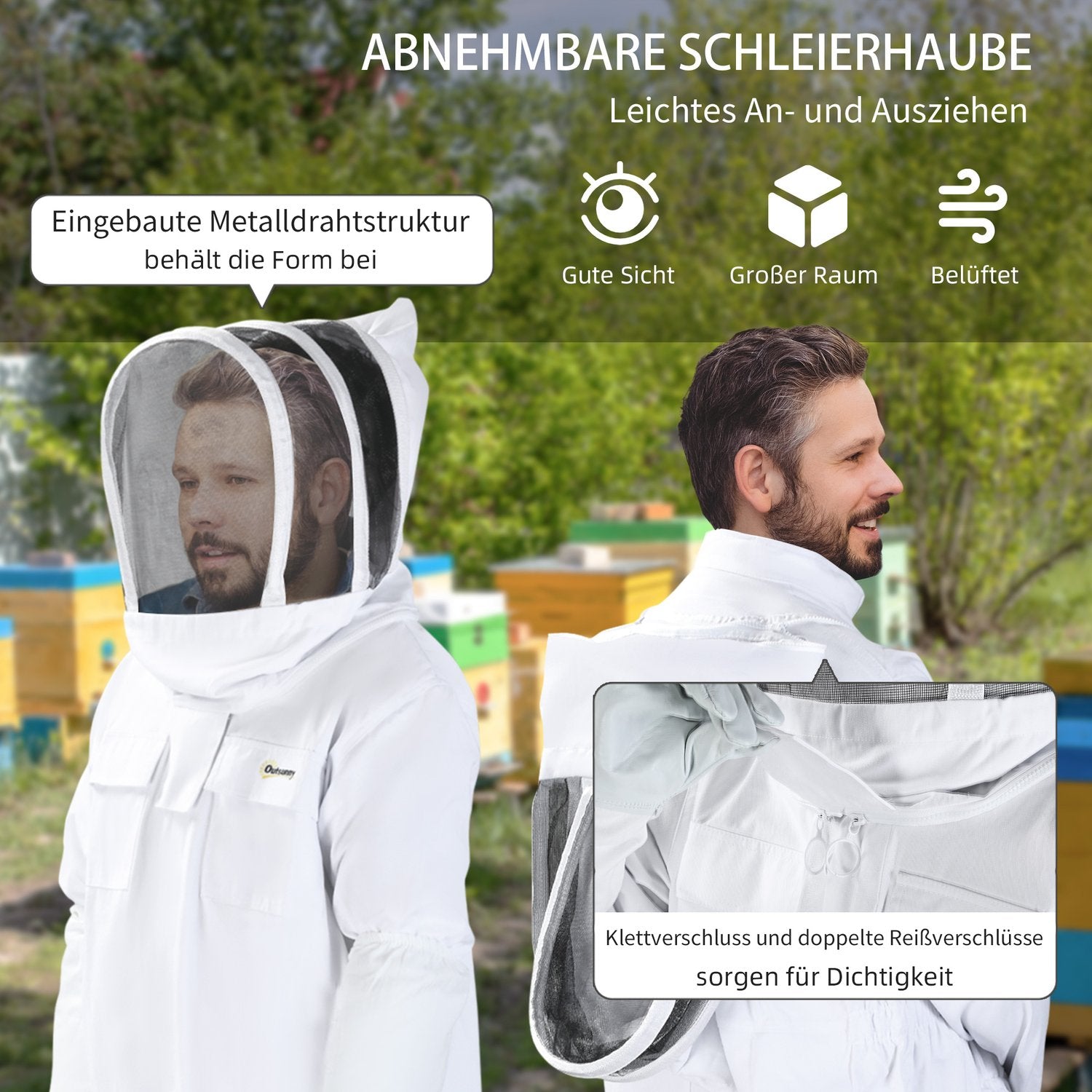 Biodlingsdräkt i bomull med slöja och handskar, unisex, XXXL