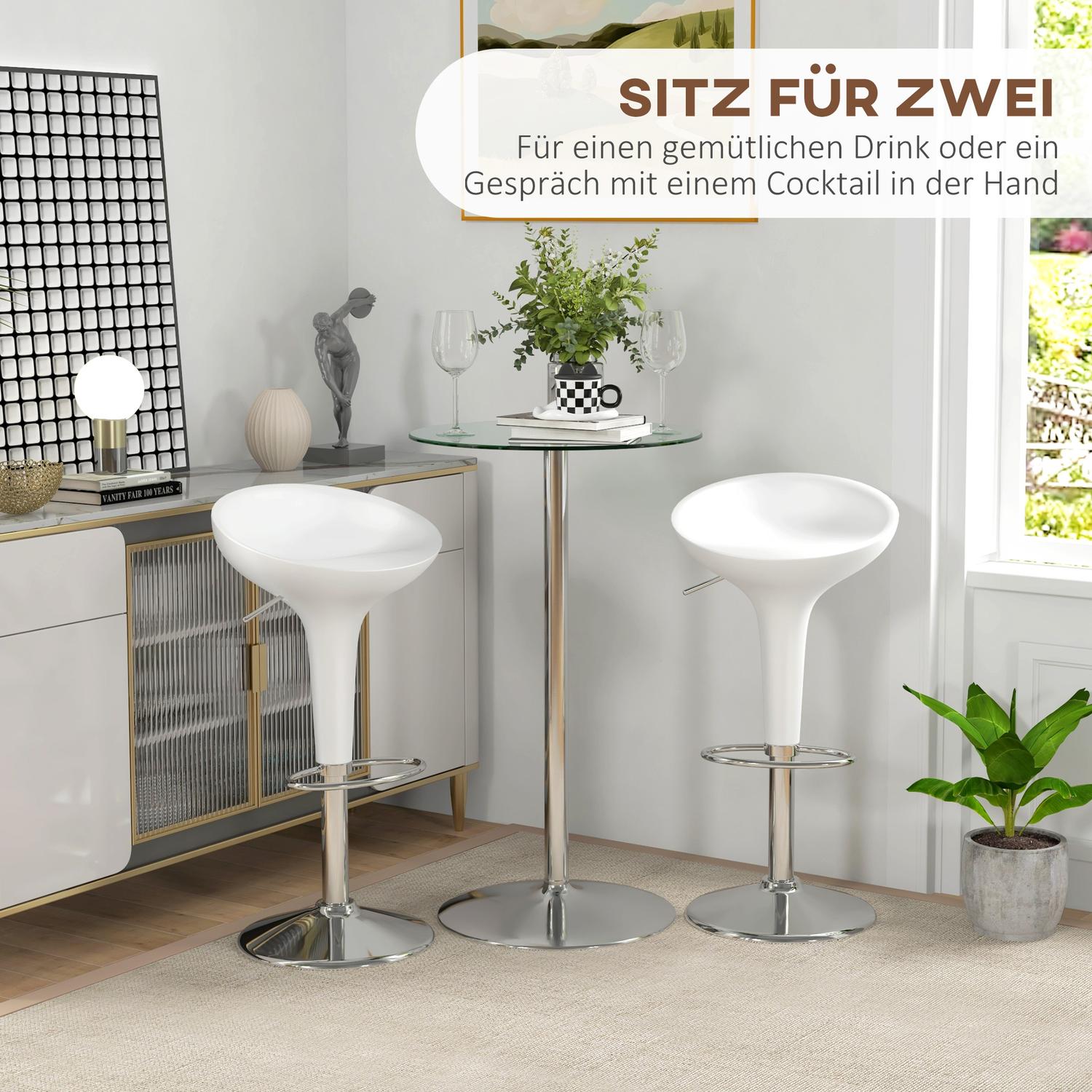 Bistro Barbord för 2 – Härdat glas, Ø60x102cm