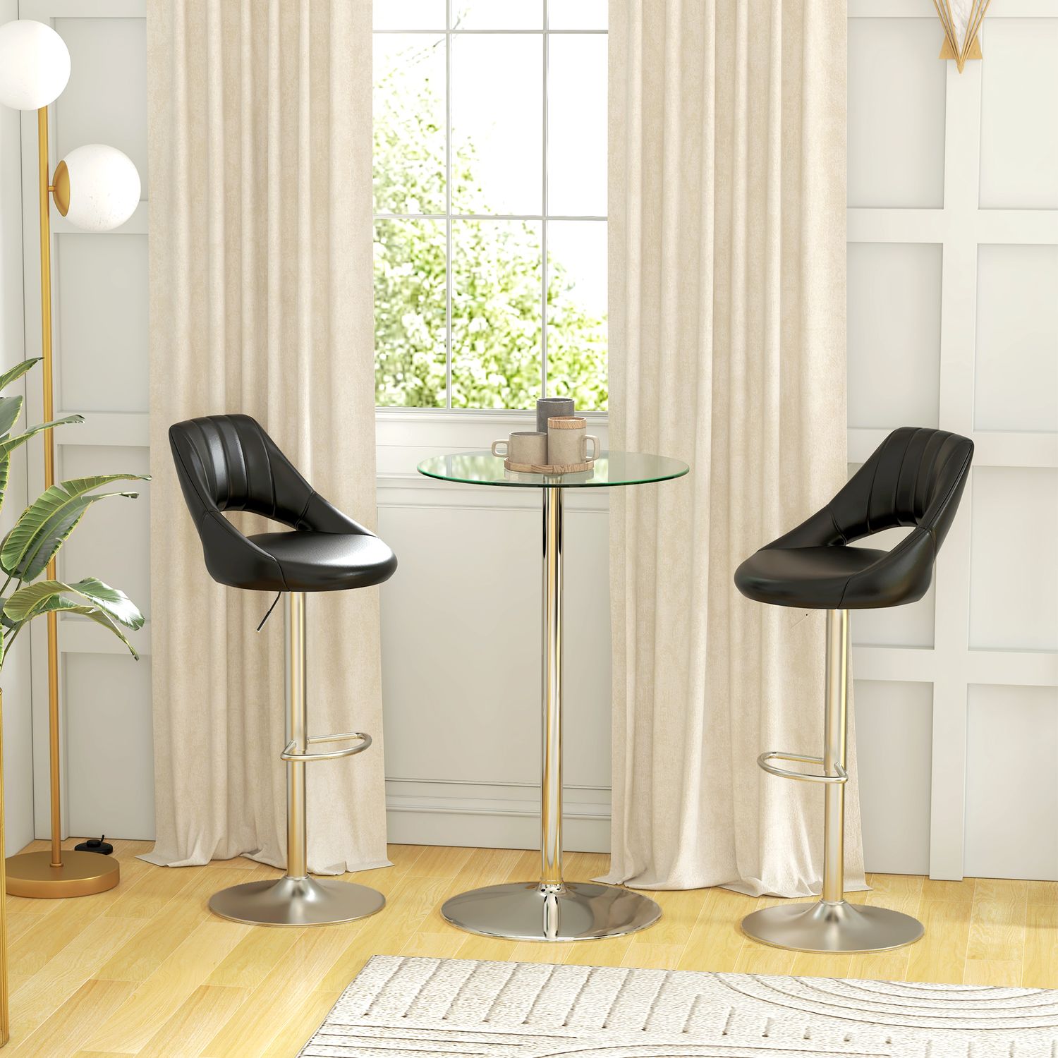 Bistro Barbord för 2 – Härdat glas, Ø60x102cm