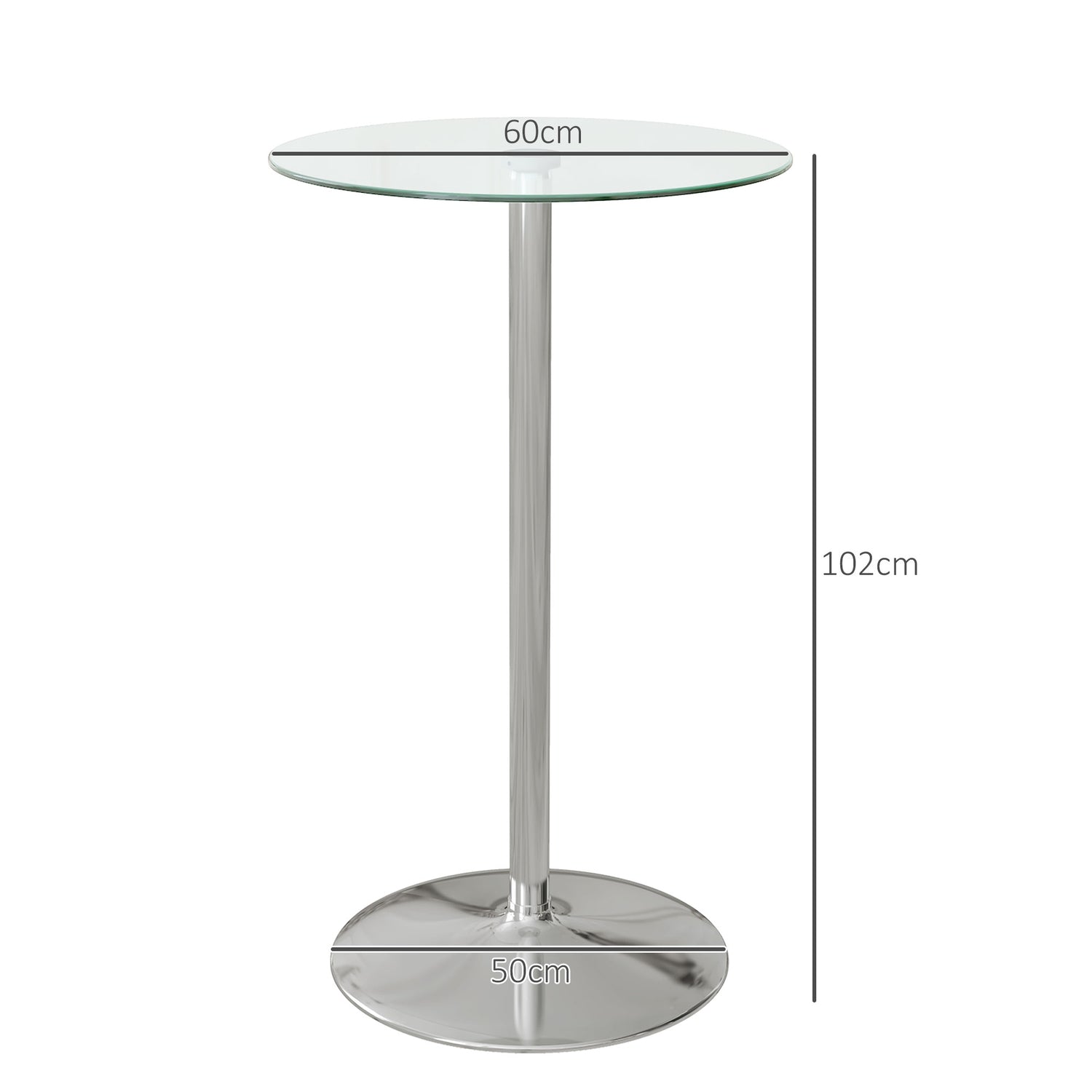 Bistro Barbord för 2 – Härdat glas, Ø60x102cm