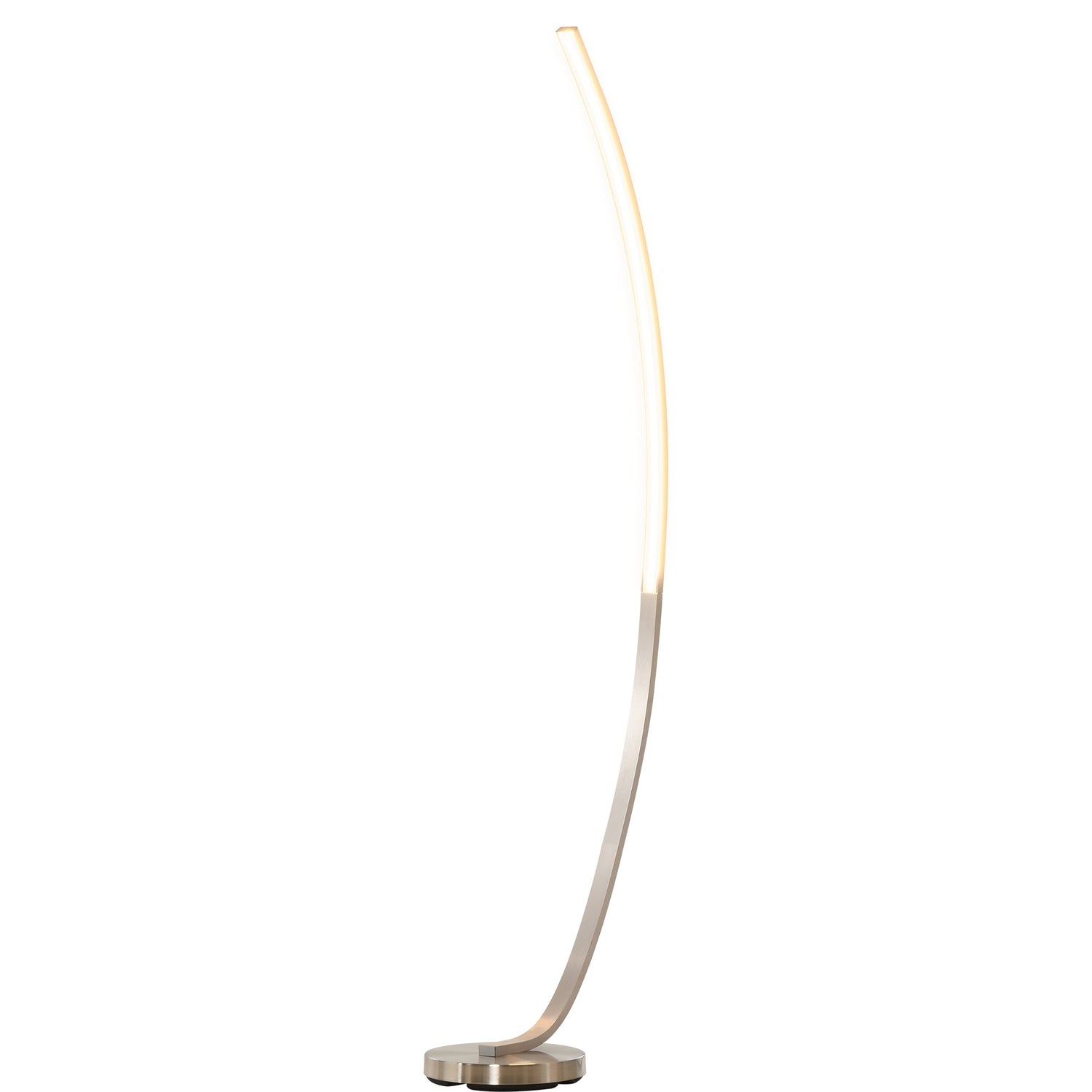 Böjd LED-golvlampa – varmvit, aluminium, 149 cm