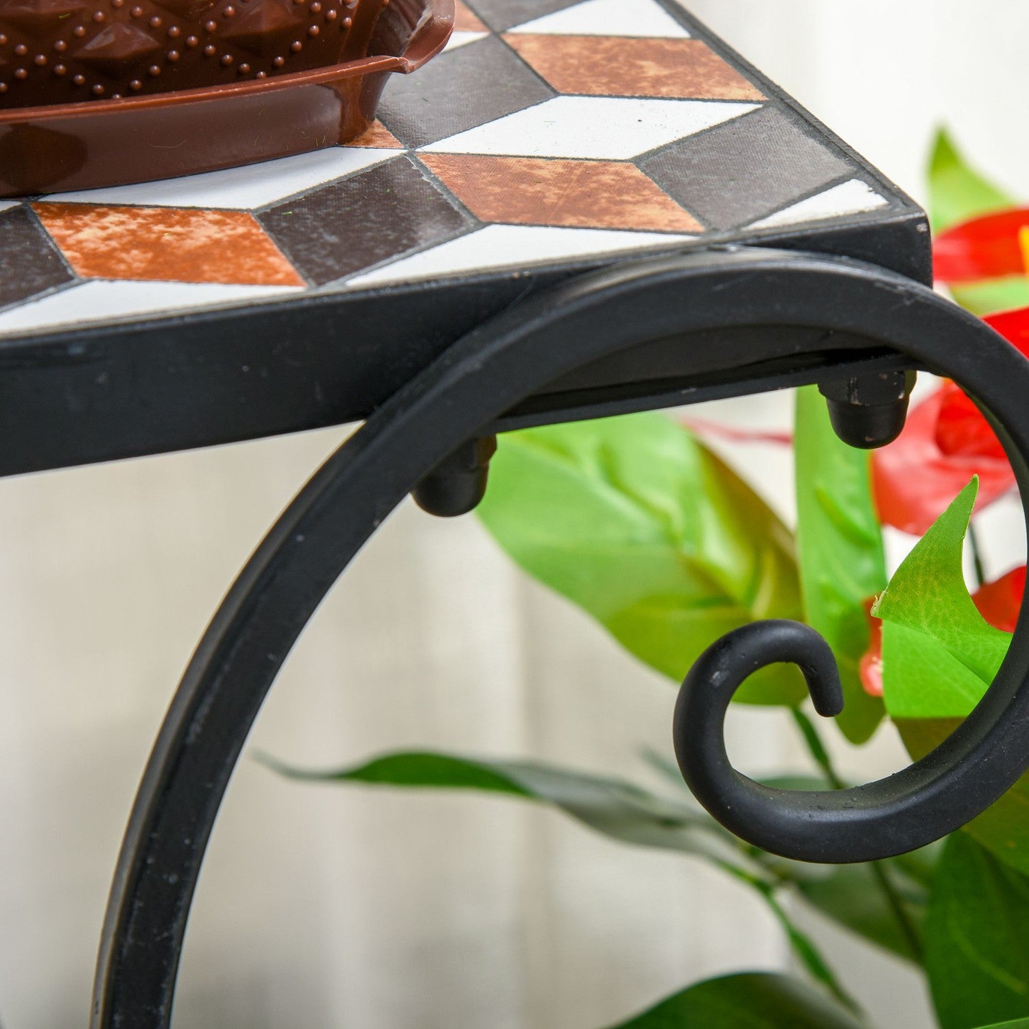 Black Metal Plant Stand – inomhus/utomhus mosaikbord