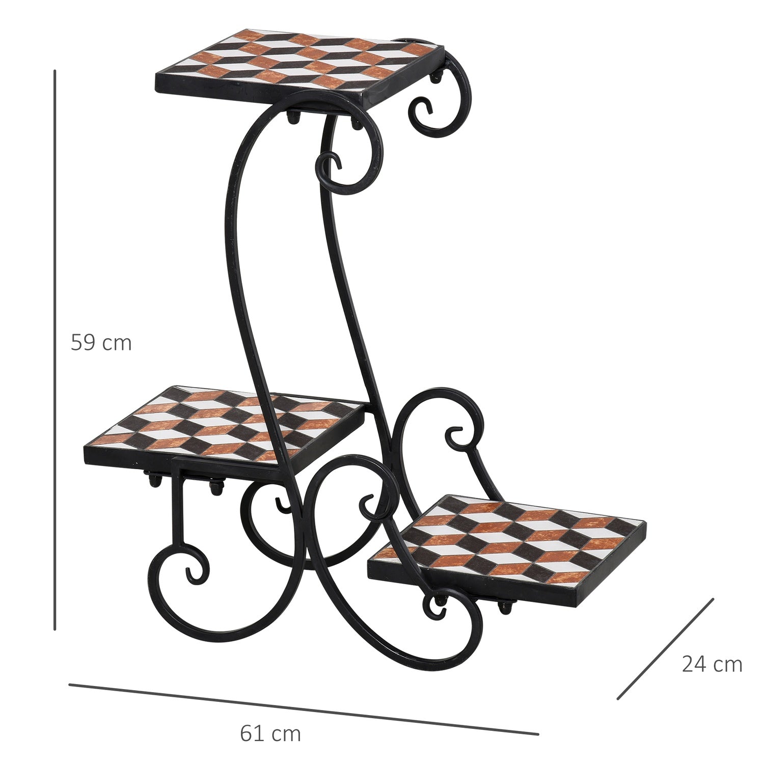 Black Metal Plant Stand – inomhus/utomhus mosaikbord