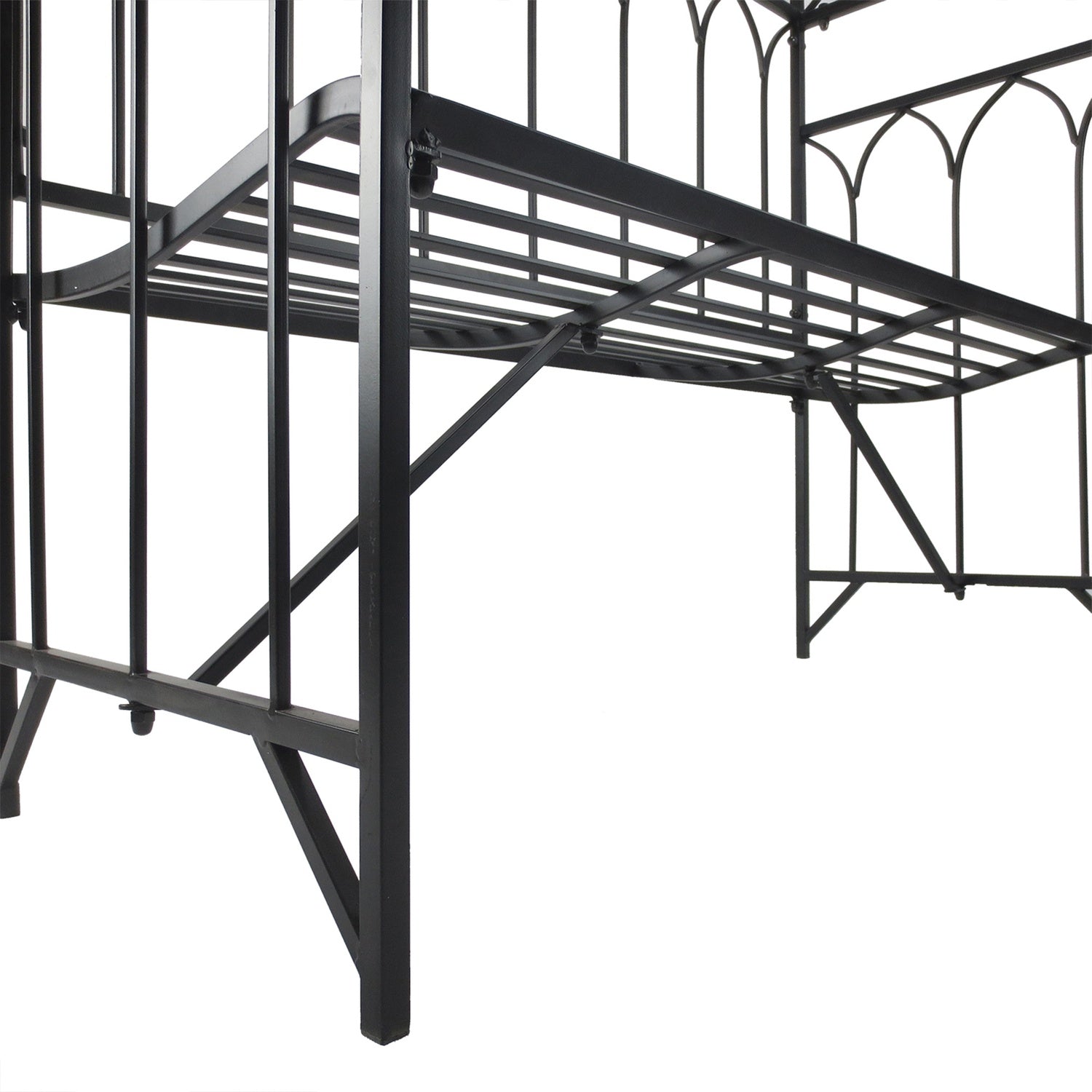 Black Metal Rose Arch Bänk – Trädgårdsspaljé, 115x50x203 cm