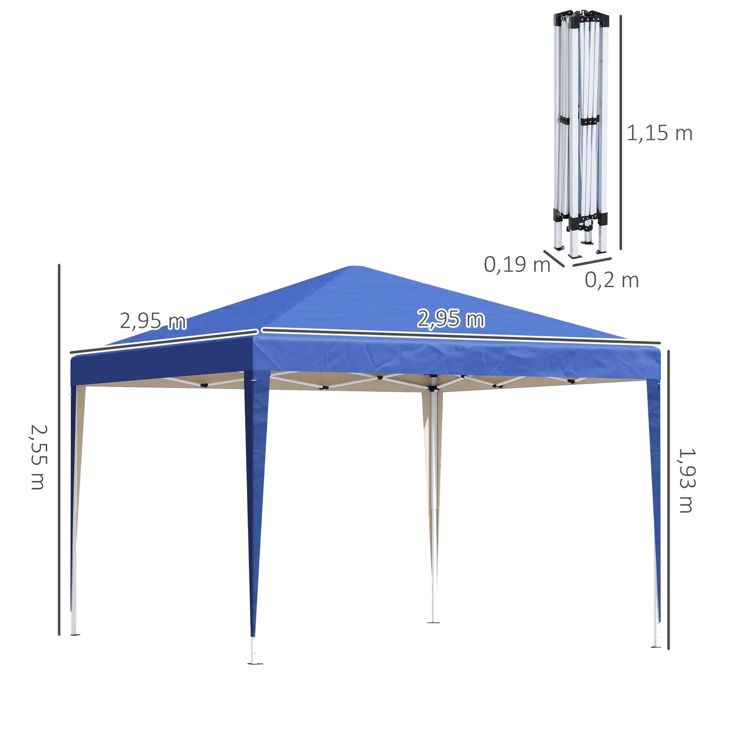 Modrý skládací altán 3x3m, vodoodpudivý a s UV ochranou