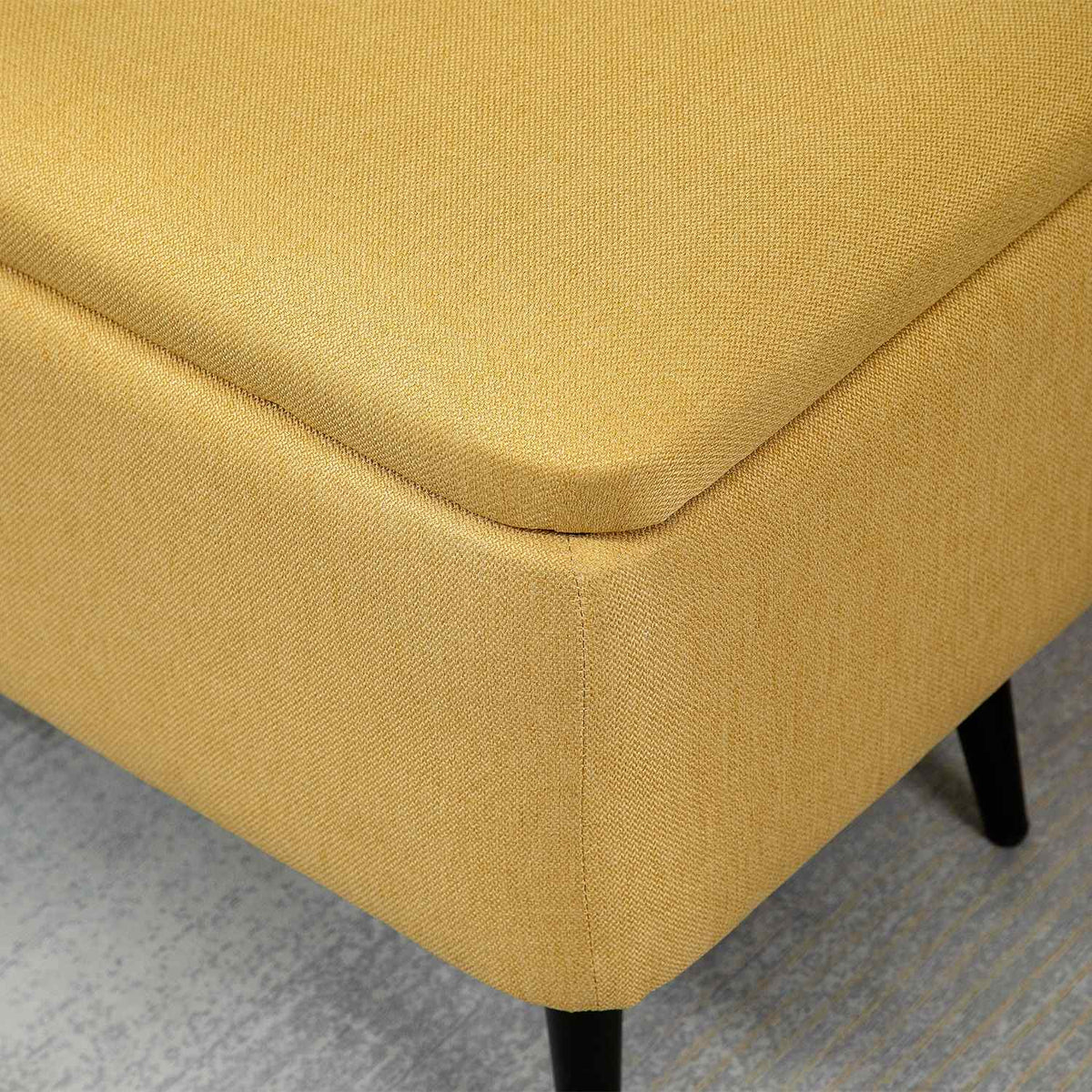 Lavice, lavice s opěradlem, čalouněná lavice s lněným vzhledem, nosnost až 150 kg, 101 × 38,5 × 44,5 cm, žlutá