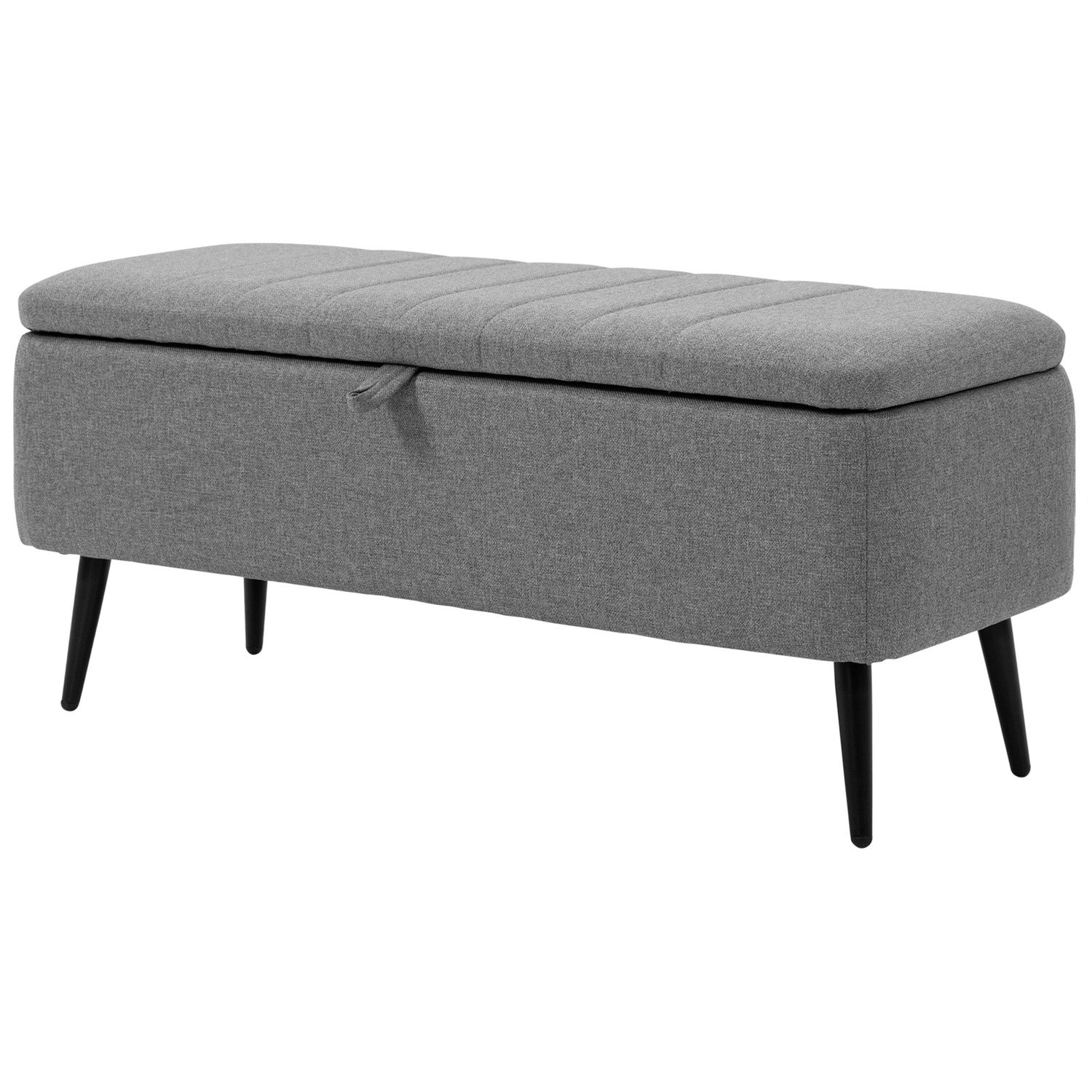 Bänk med förvaringsutrymme Klädd bänk med linnelook, sittbräda med stålben 102 x 40 x 44 cm, grå