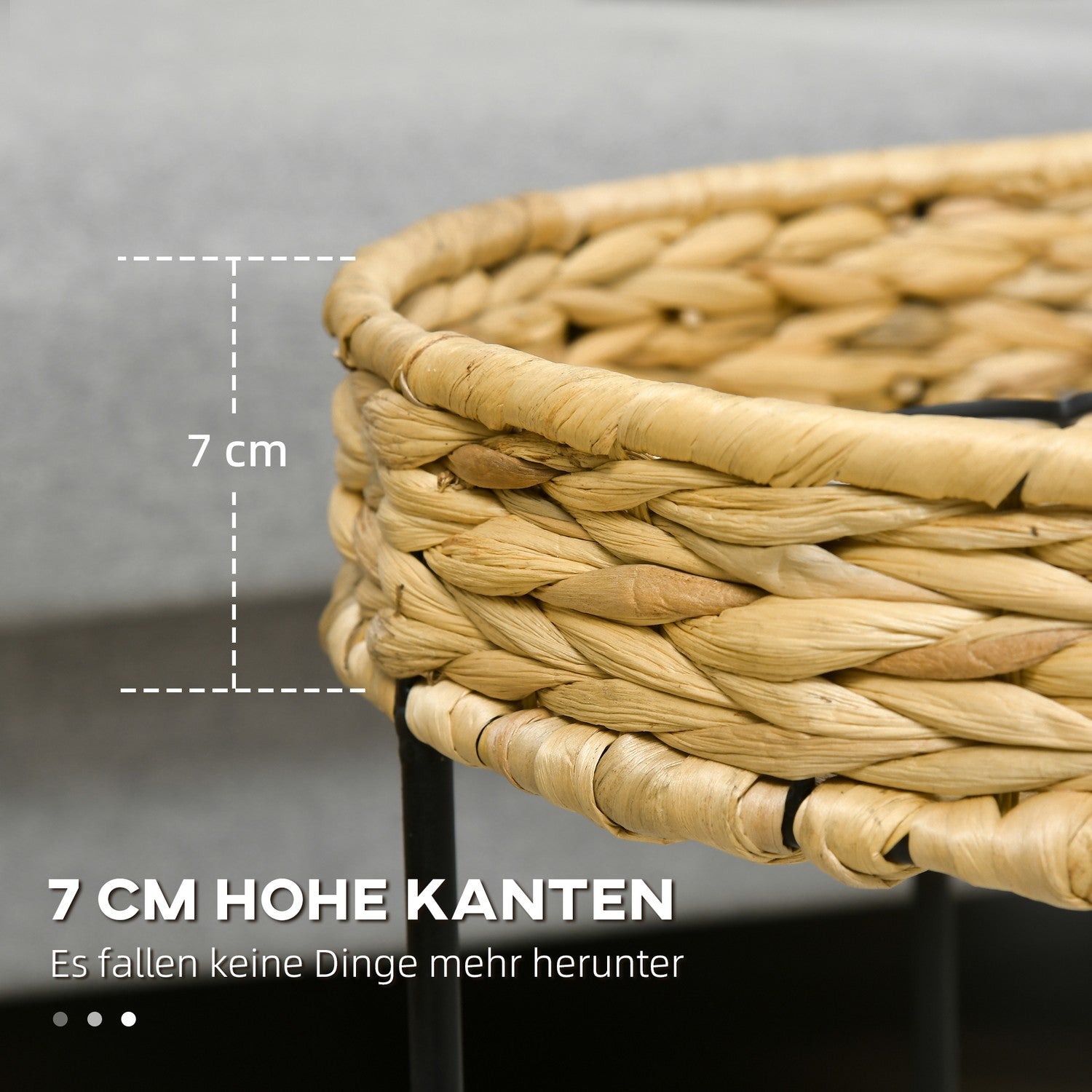 Boho sada vnořovacích konferenčních stolků – vodní hyacint a ocel