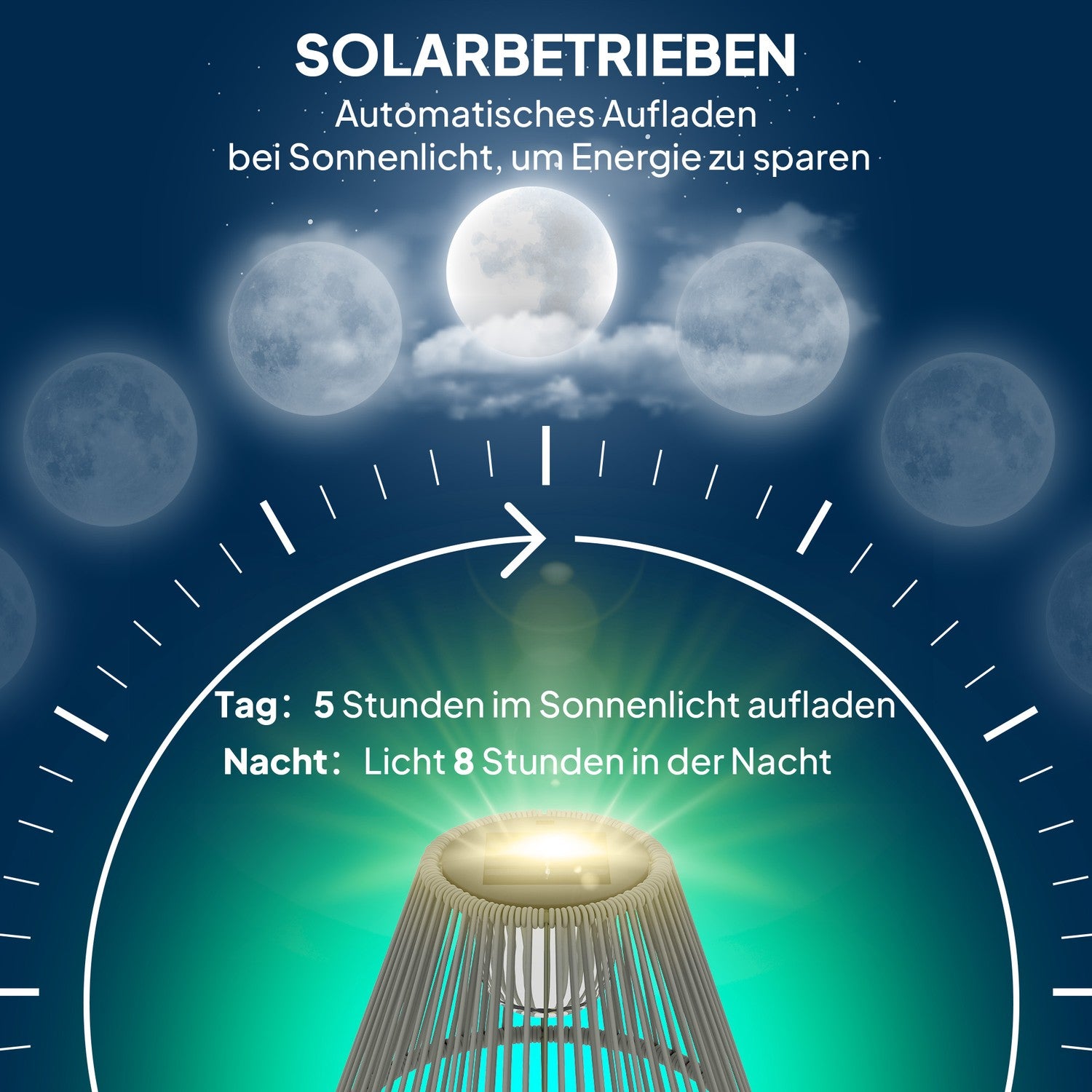 Boho Solar golvlampa, rotting, 25 lysdioder, utomhus, IP44
