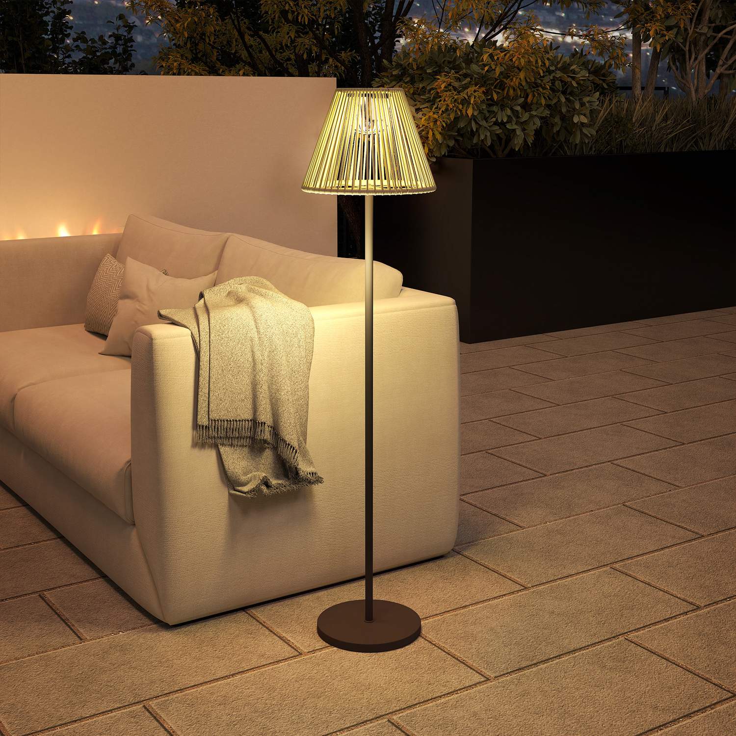 Boho Solar golvlampa, rotting, 25 lysdioder, utomhus, IP44