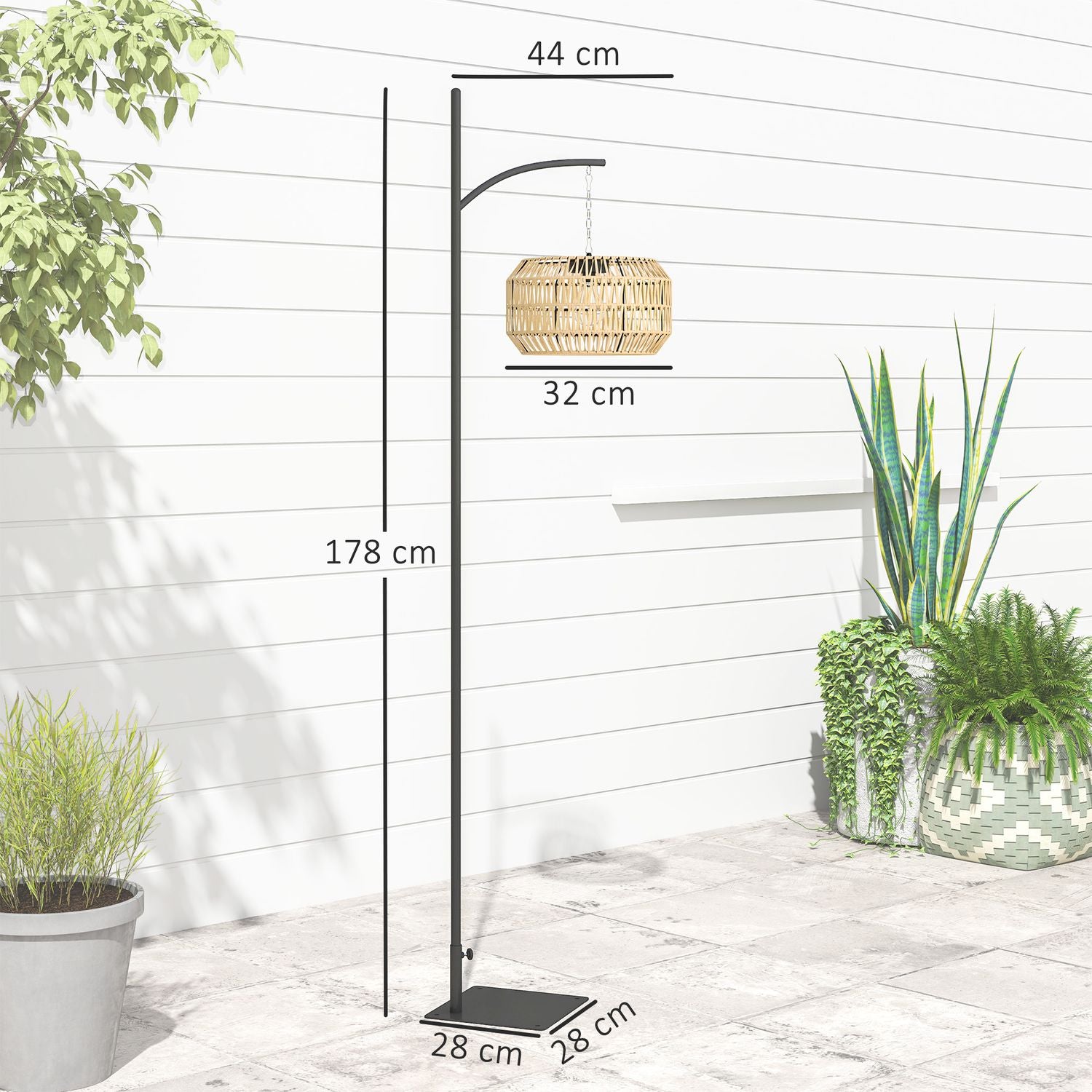 Boho ratanová solární stojací lampa, voděodolná IP44