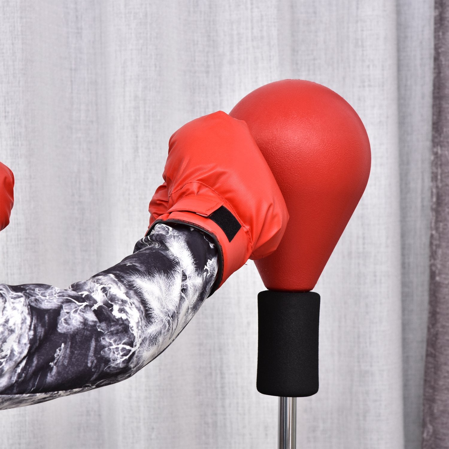 Boksboll med stativ, 136-154 cm höjdjusterbar boxningssäck, stående boll med boxningshandskar, för tonåringar och vuxna, för utrustning, stressavlastning, fitness, röd