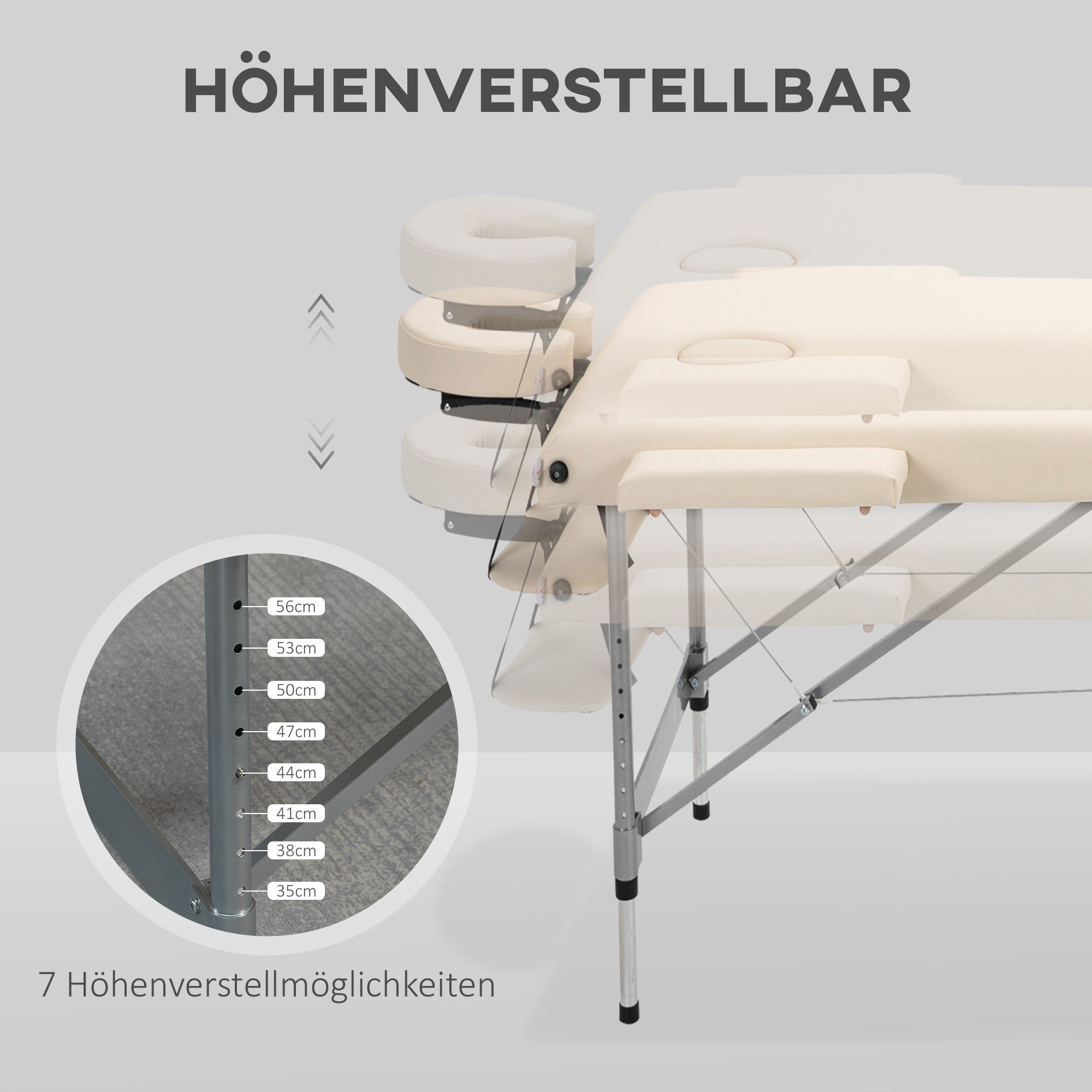 Bärbar hopfällbar massagebänk med ansiktsvagga, 186x71x83 cm